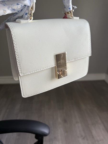 ALDO White Small Top Handle Bag Turn-Lock Gold Hardware Lobster Charm