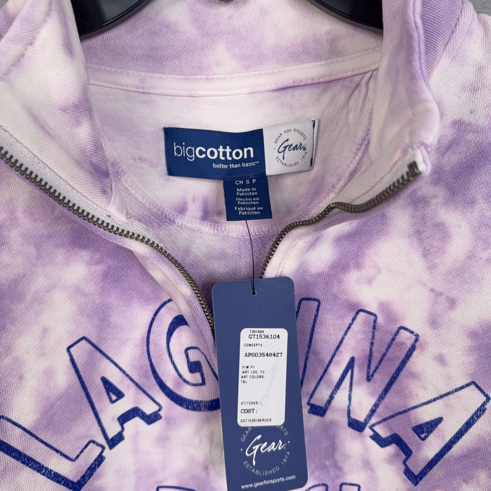 Laguna Beach Sweatshirt Womens Small Purple Tie Dye 1/4 Zip California Cali NWT