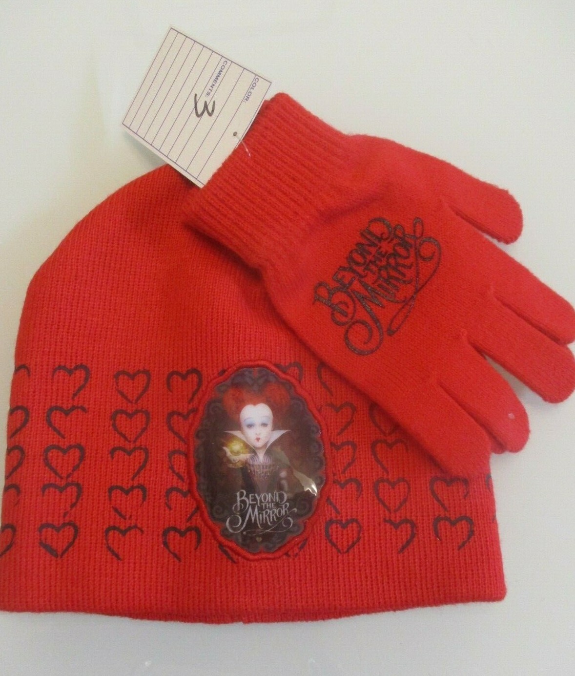 NEW BEYOND THE MIRROR Movie Girls Red Pull on Beanie Hat and Gloves Set