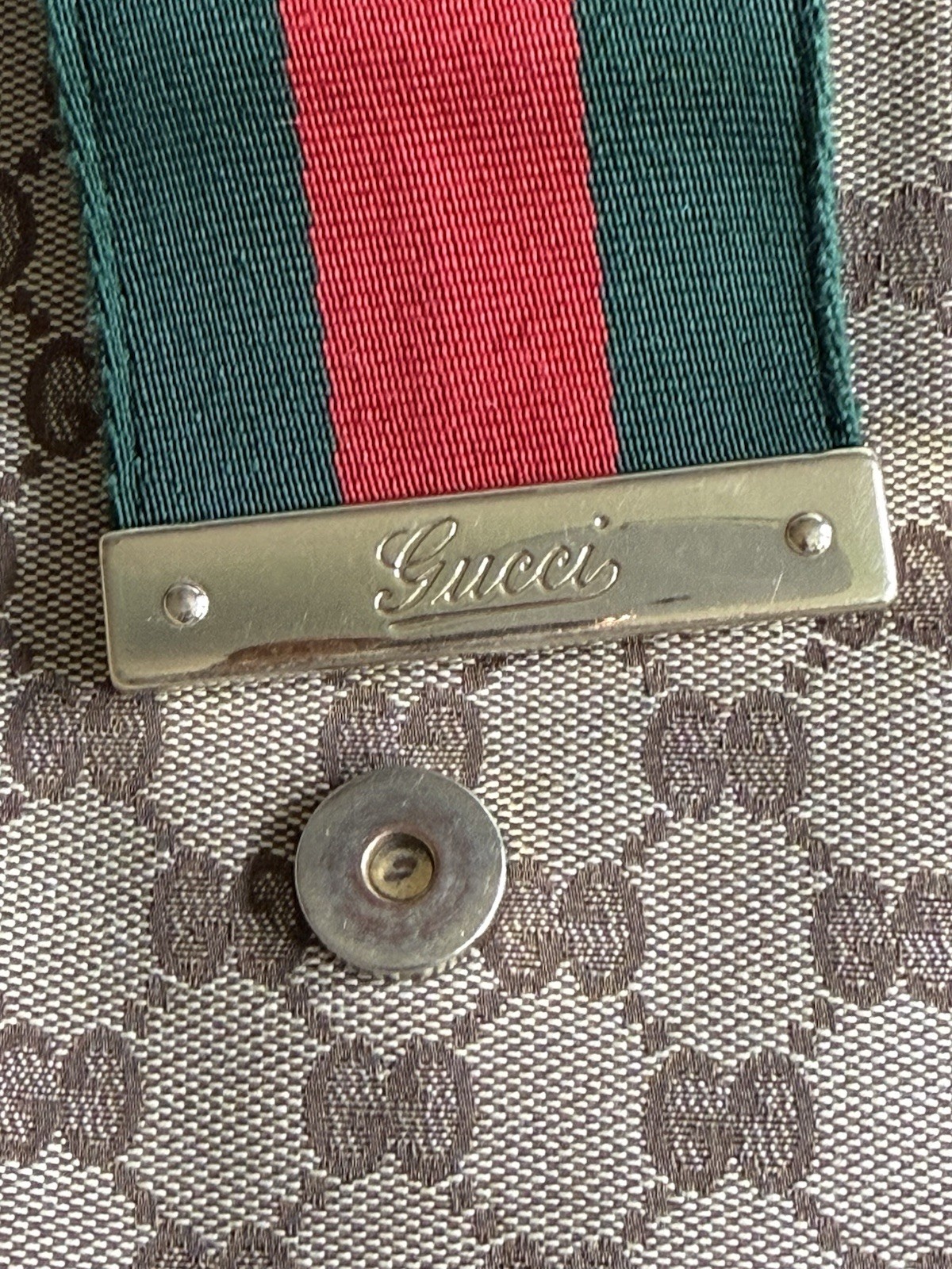 Gucci GG Web Hobo Bag Medium Brown Canvas