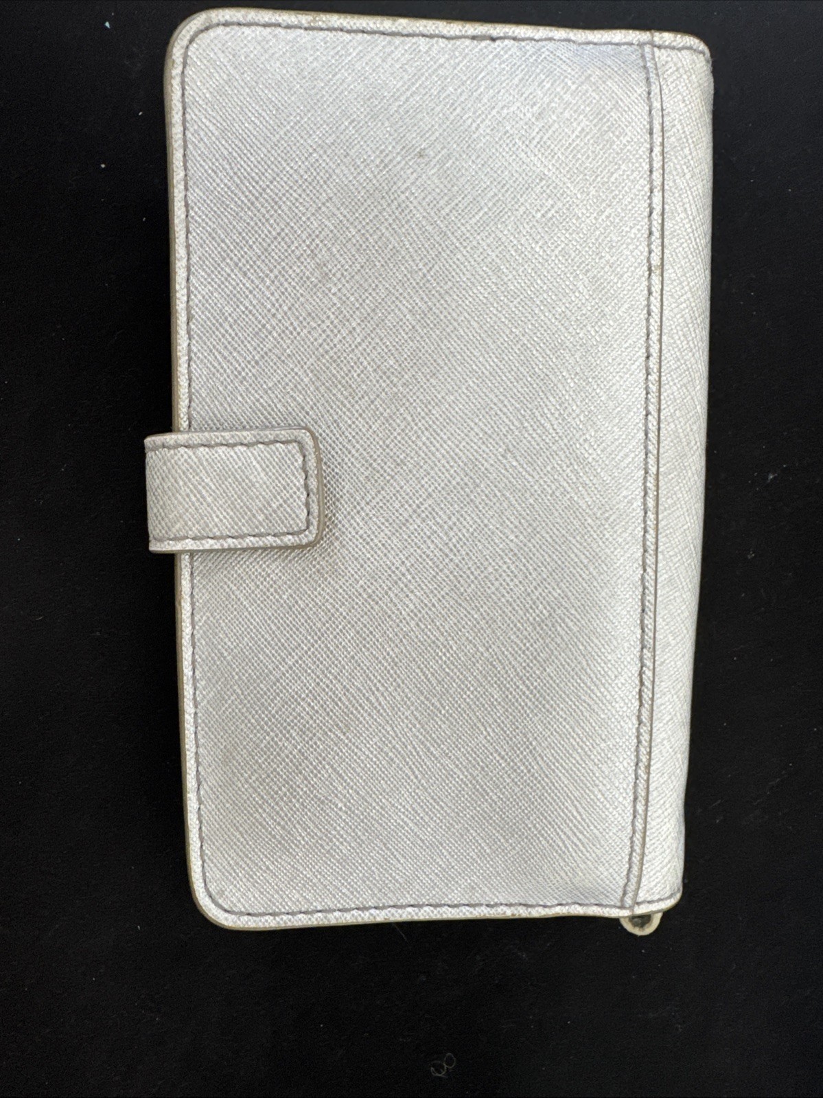 Tory Burch Wallet Coin Purse Card Holder Keychain Silver Leather