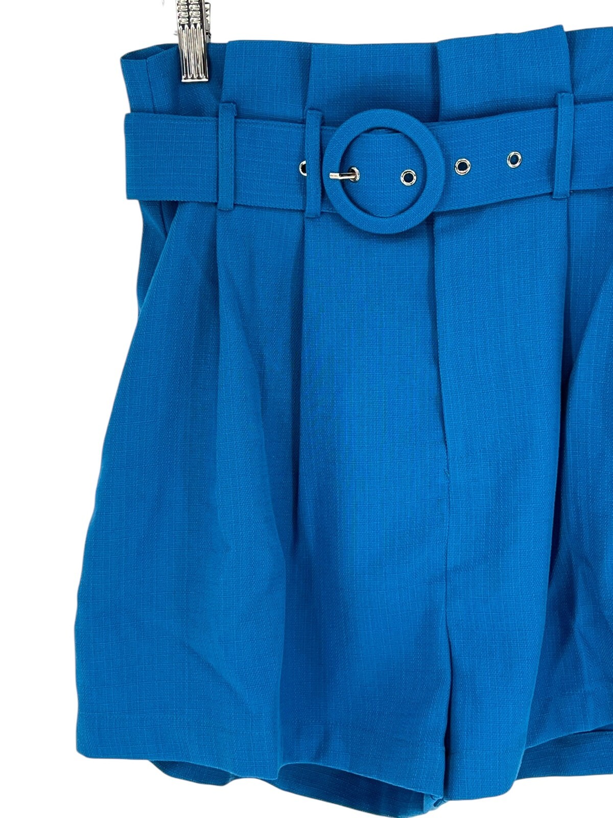 Flying Tomato Shorts High Rise Paper Bag Woven Blue Belted Pockets Varies Sizes