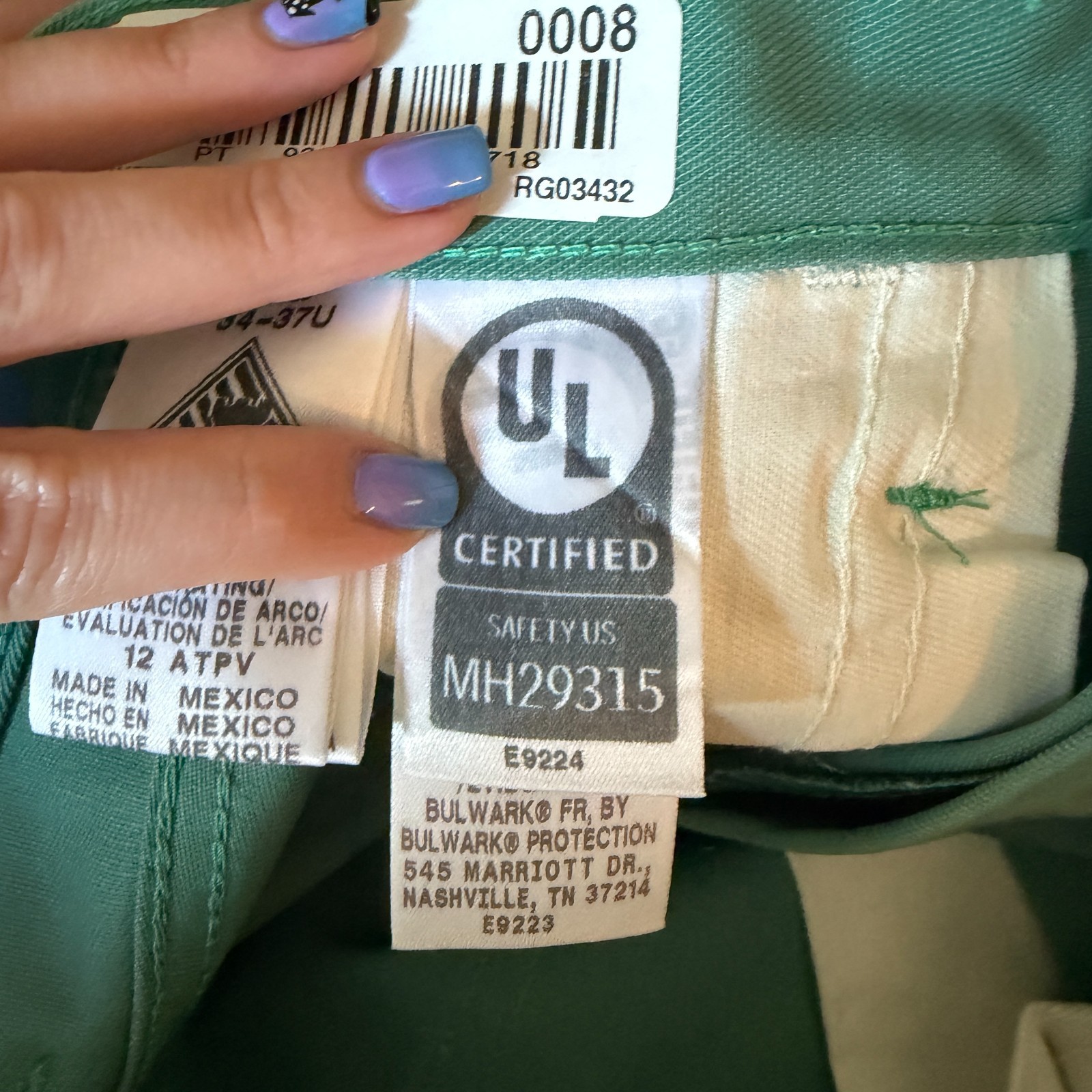 Bulwark RG03230 FR CAT 2 Pants 34×34 Green ATPV 12 NFPA 2112 NWOT Welder Fire