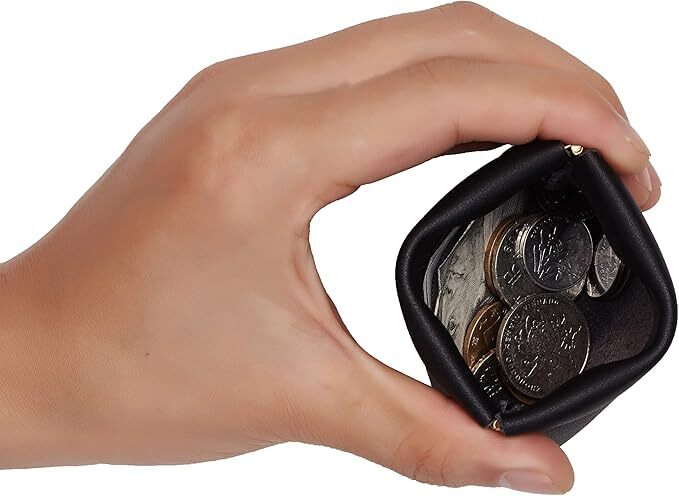 Leather Squeeze Coin Purse Pouch Change Holder For Men & Women – Balck [NEW]