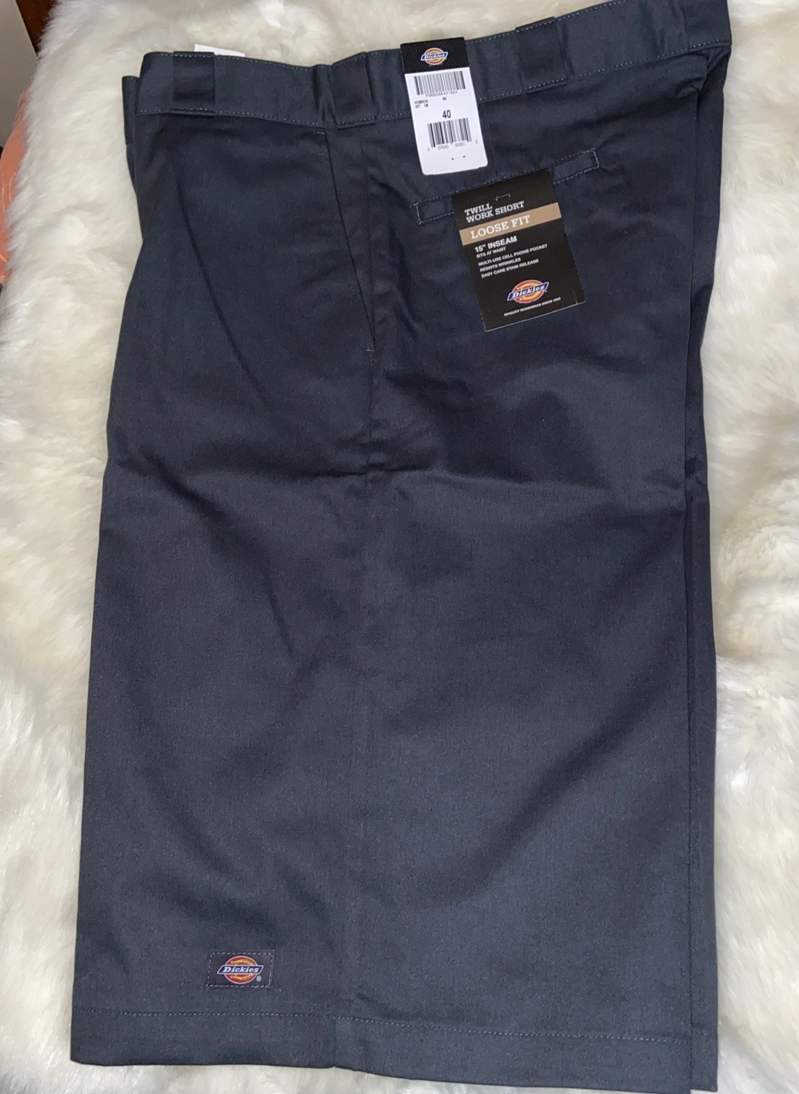 Dickies Shorts Mens 40 Gray Twill Work Loose Fit 15 Inseam Cell Phone Pocket New