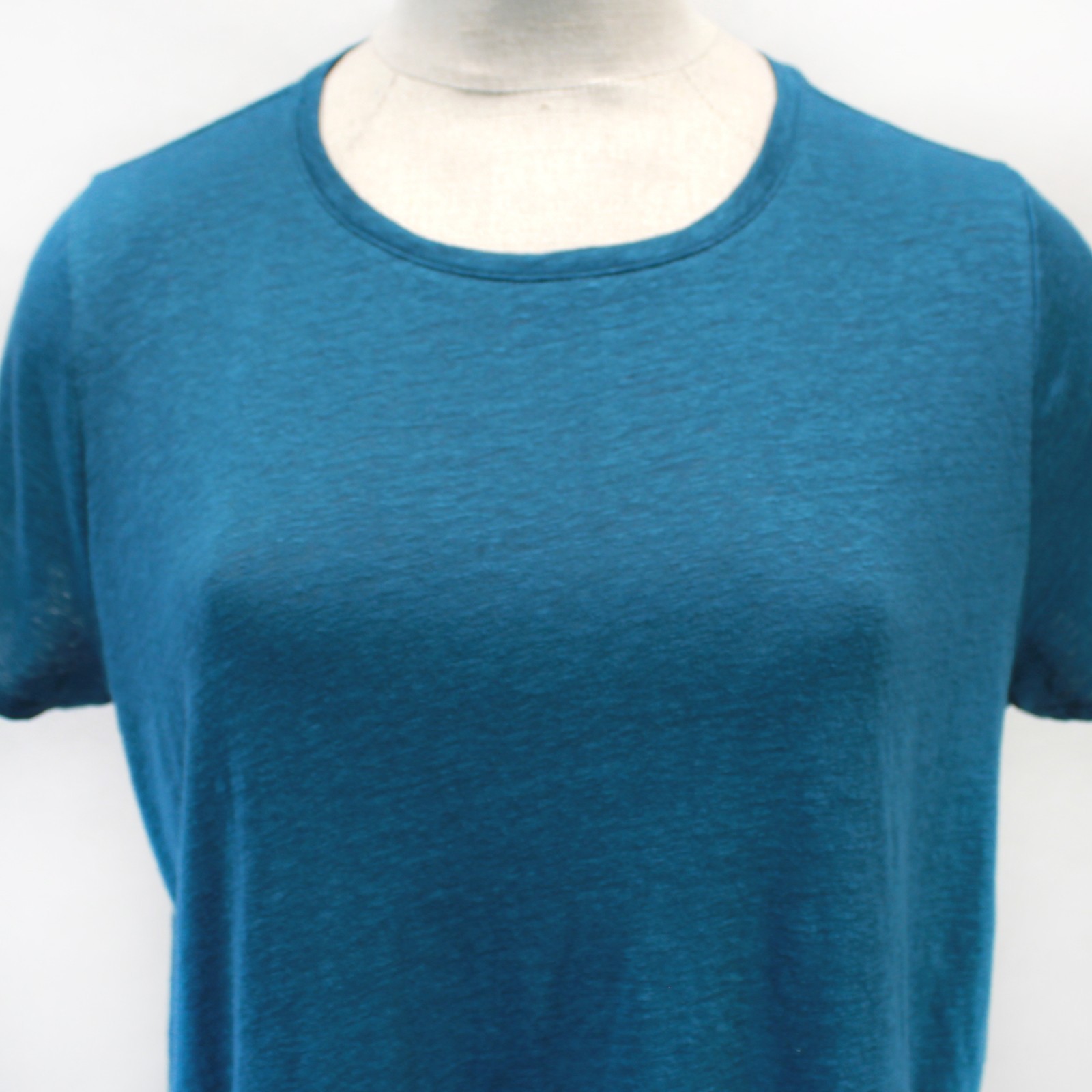 Eileen Fisher Plus Aqua Teal 100% Linen Crew Neck Bat Sleeve T-Shirt Tee Top 1X