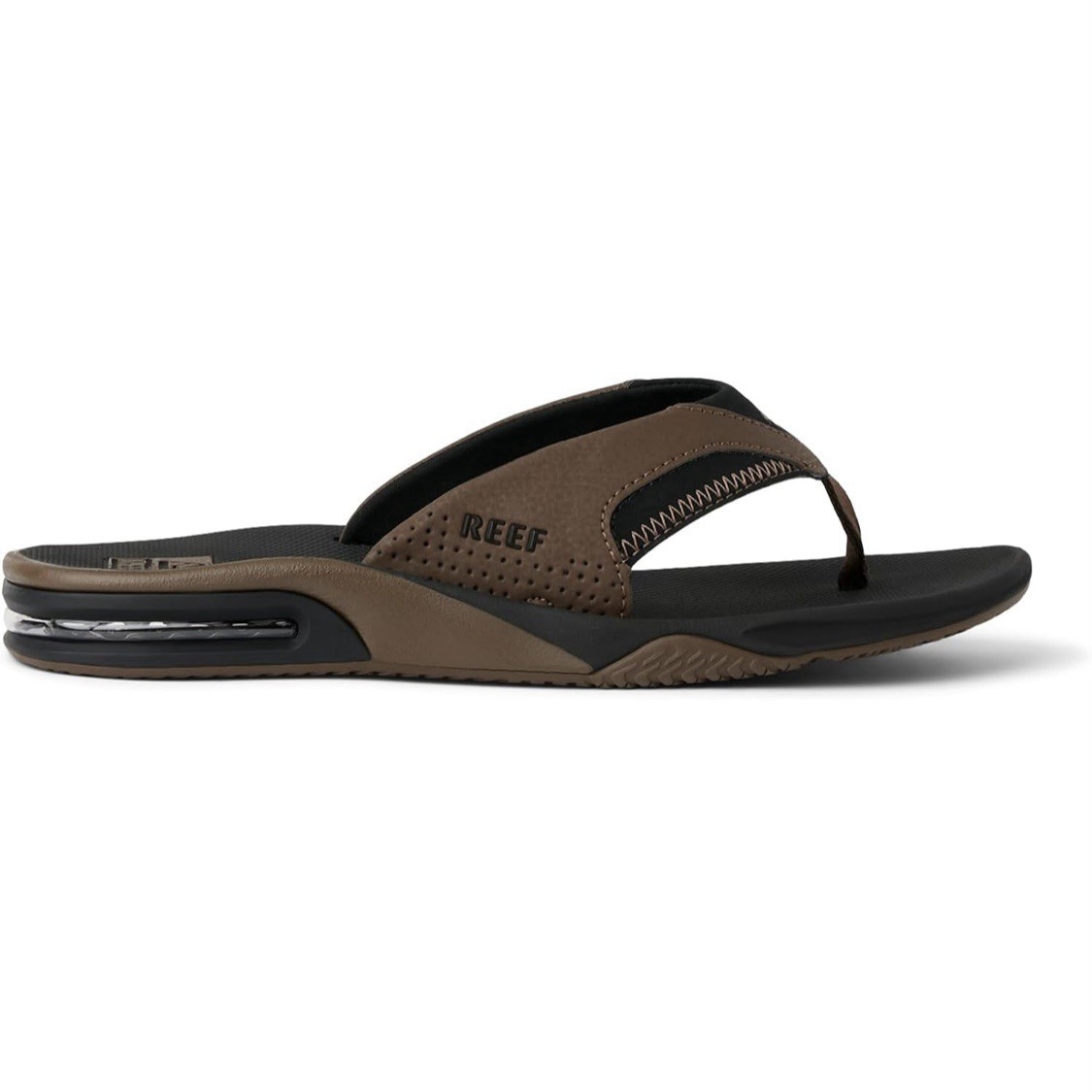 REEF Fanning Flip-Flop Sandals & Sole Bottle Opener Black/Tan Men’s Size 8 NEW