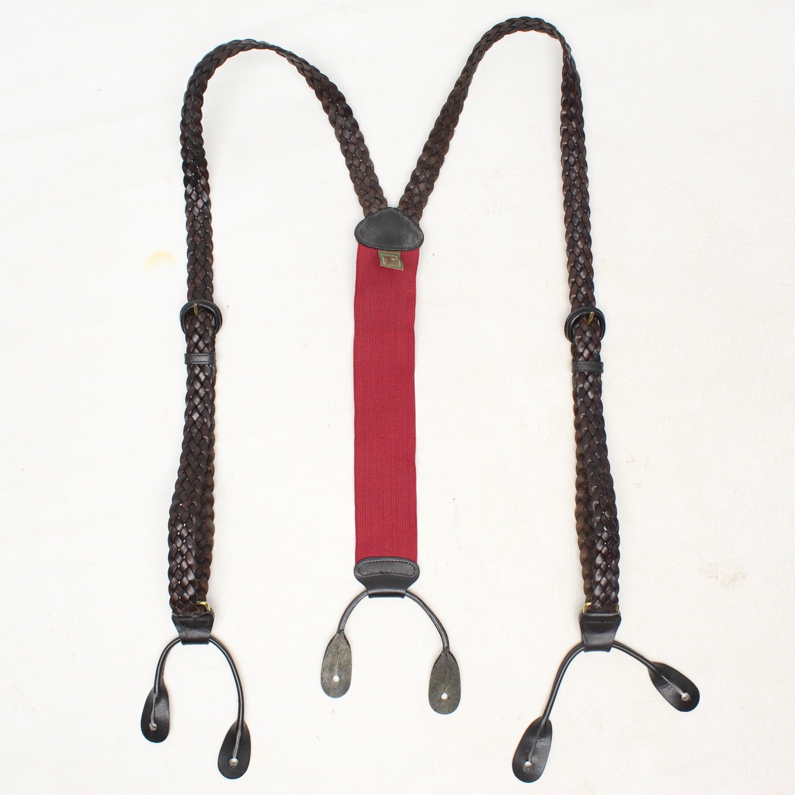 Trafalgar Braided Plaited Braces Suspenders Mens Dark Brown Thin Strap