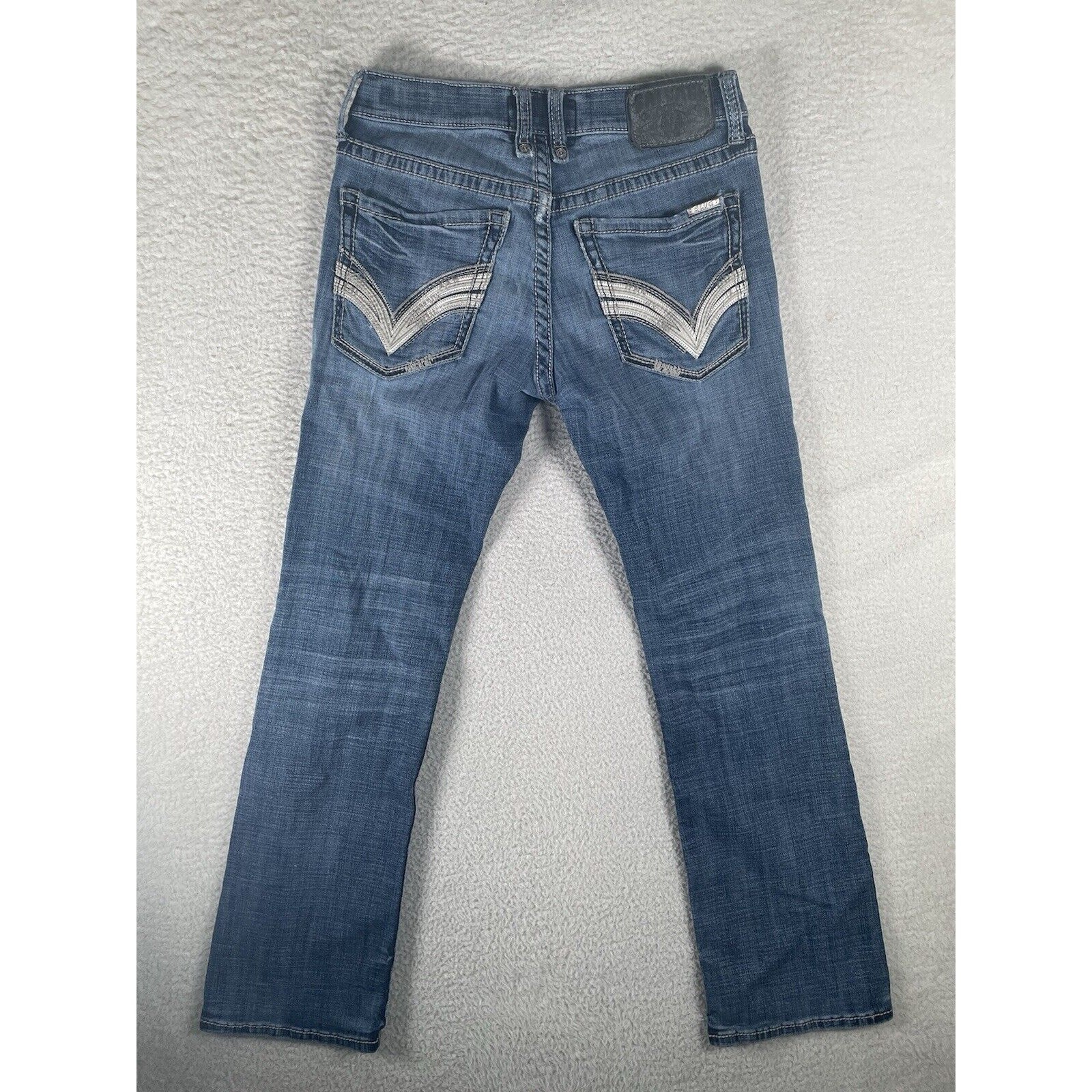 Salvage Buckle Mayhem Jeans Mens 29R 30×30 Blue Denim Distressed Boot Cut Y2K