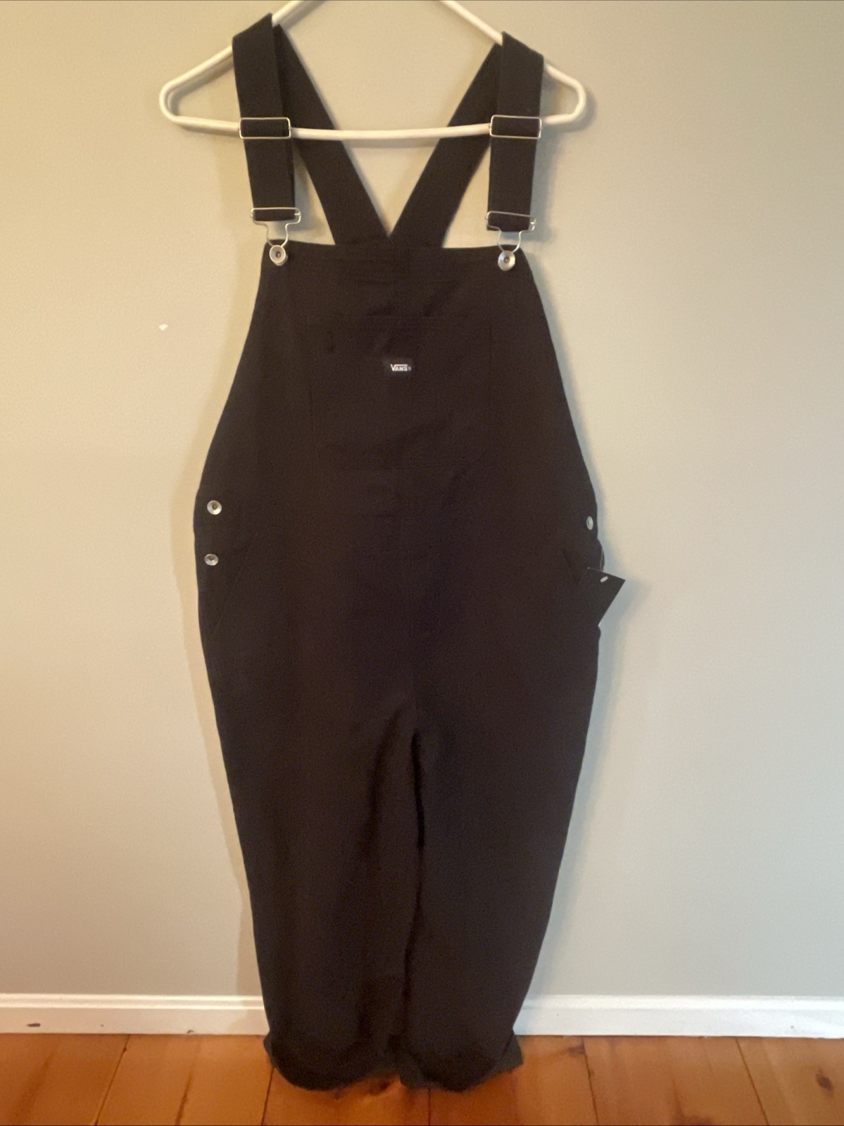 VANS Sirelle Overalls Black Cotton Relaxed Fit Women’s Size Medium M NEW