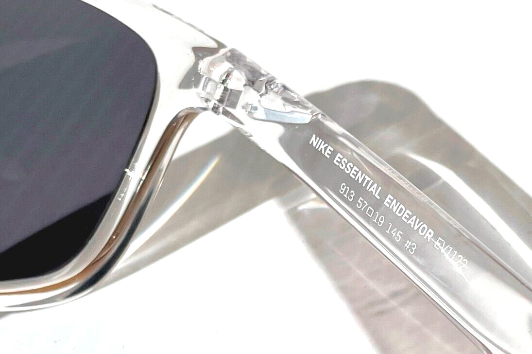 NEW NIKE ESSENTIAL ENDEAVOR Shiny Clear Frame Grey Lens Sunglass EV1122 913