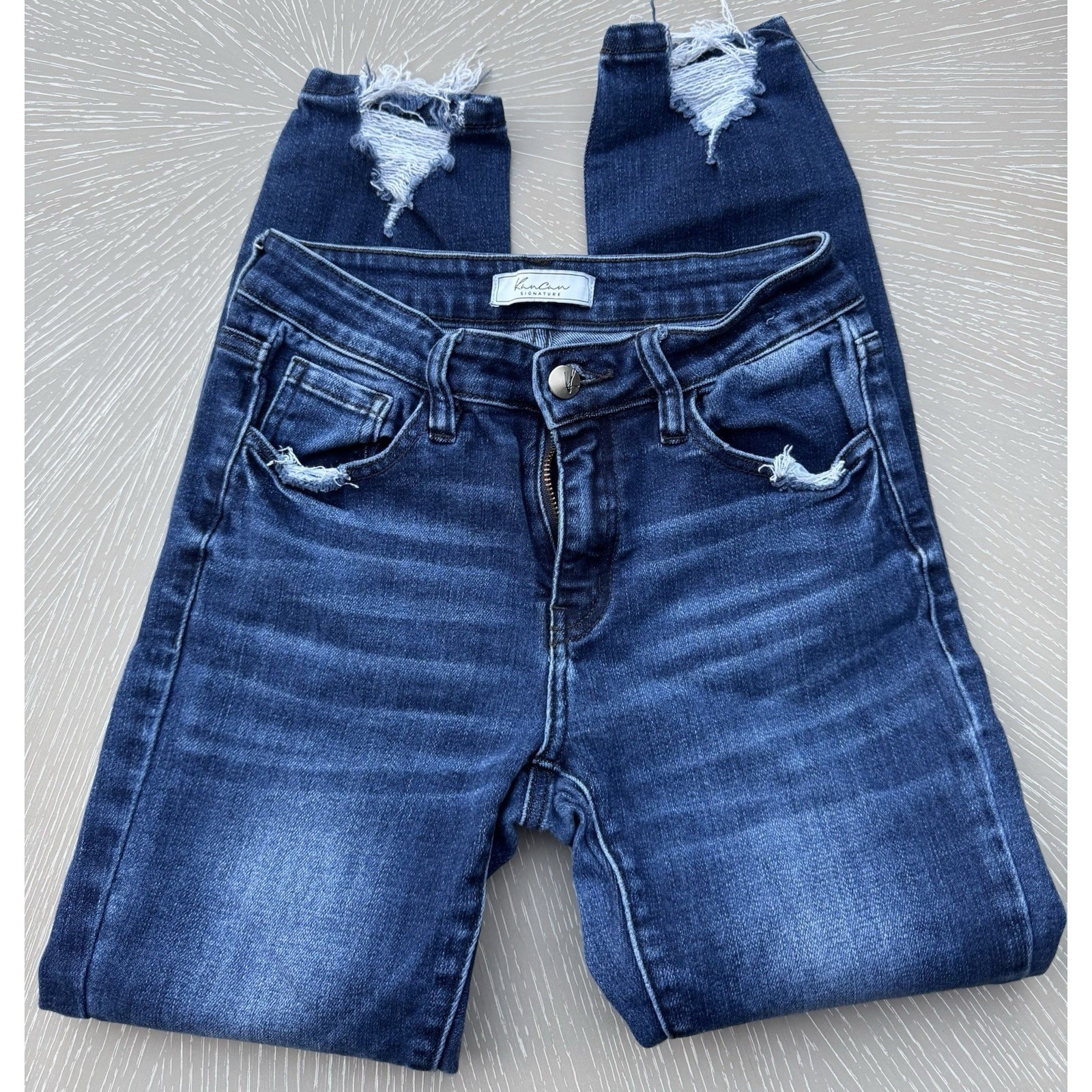 KanCan Signature Mid-Rise Ankle Skinny Jeans Size 24 VBK1575AA Frayed Raw Hem