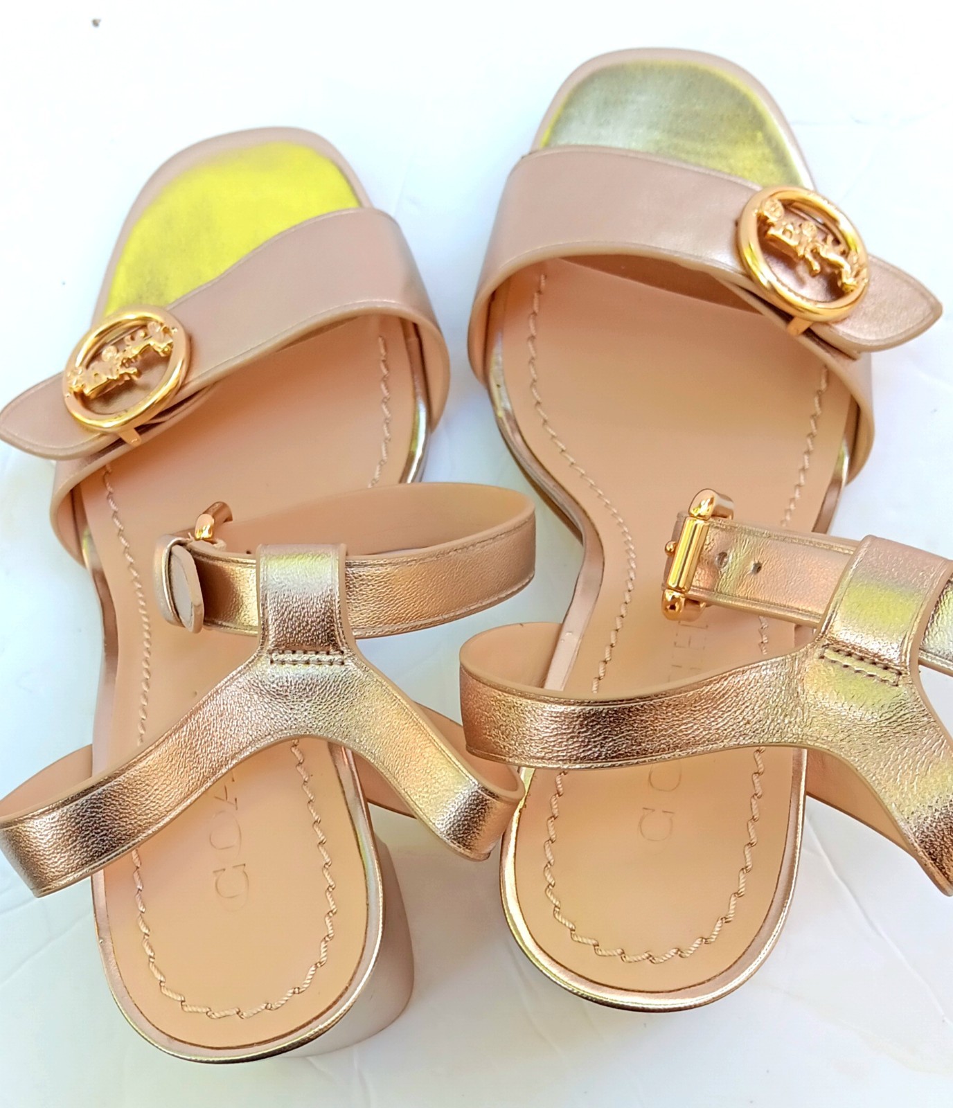 COACH Maddi 85 Wom Ankle Strap 3.5″ Sandal Sz 8B Met Champn FG3485 NEW Other