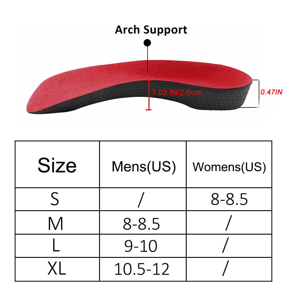 3/4 Orthotic Shoe Insoles Inserts Flat Feet High Arch Support Plantar Fasciitis