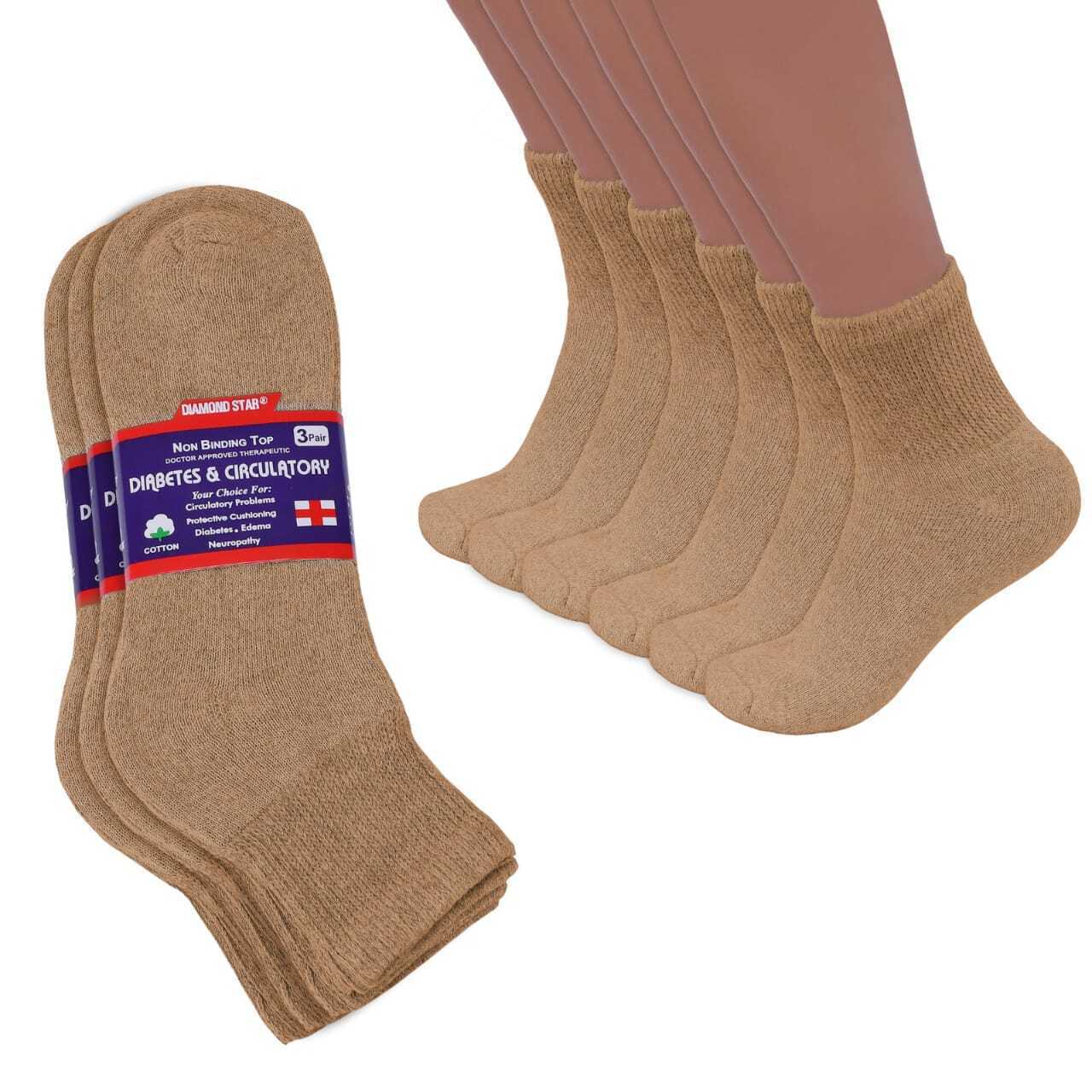 3-12 Pairs Men Circulatory Health Diabetic Khaki Ankle Socks Quarter socks 9-11