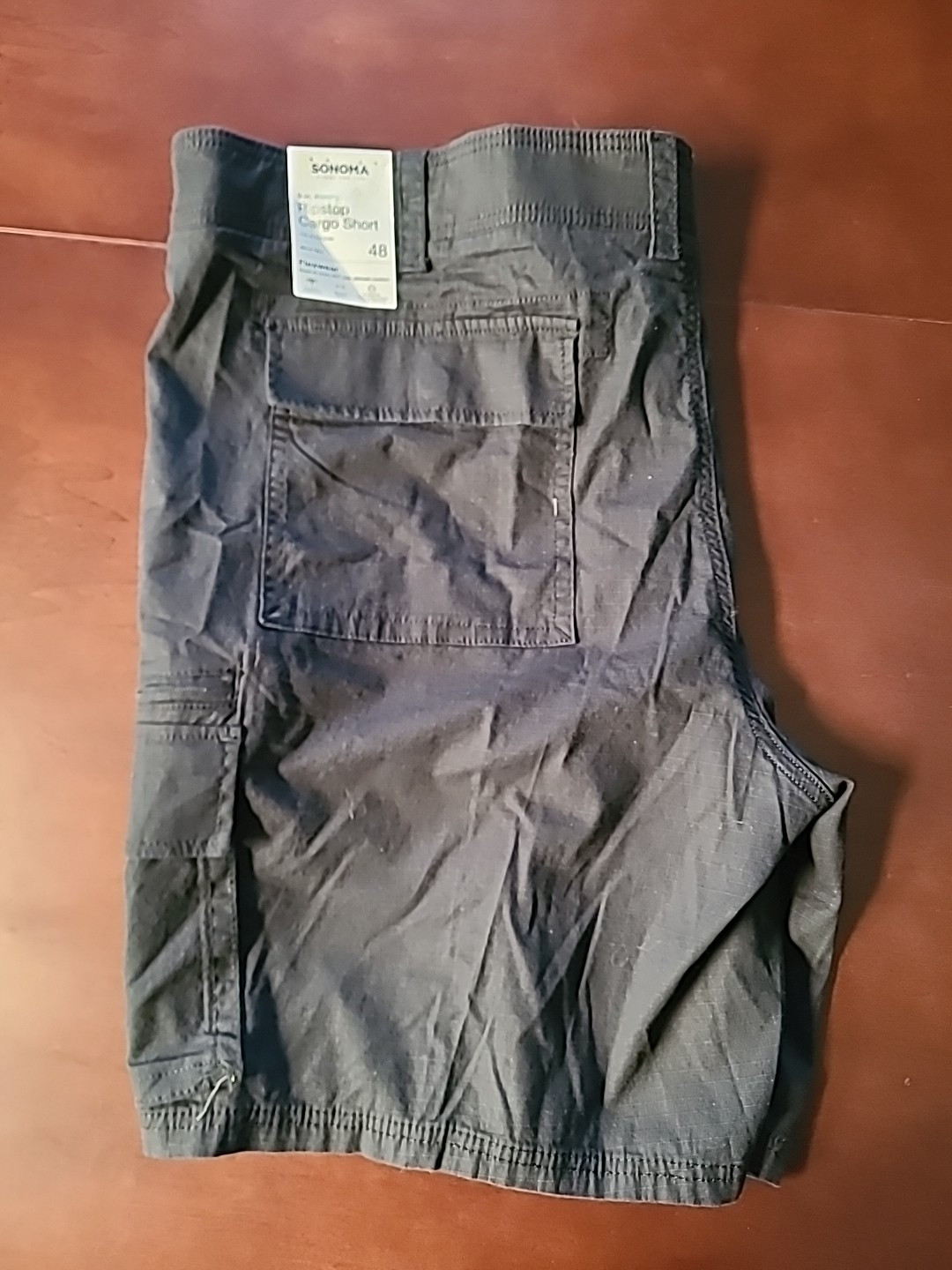 NWT SONOMA Men’s BLACK Ripstop Cargo Stretch Comfort Flex Waist Shorts