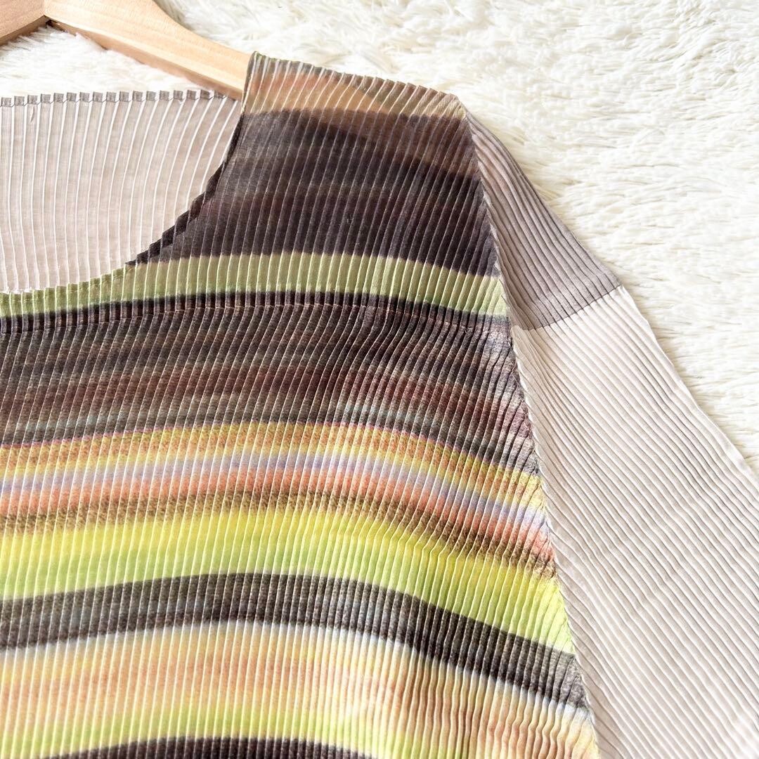 M.&KYOKO Pleated Beige Multi Knee Length 3/4 Sleeve Dress FreeSize Auth