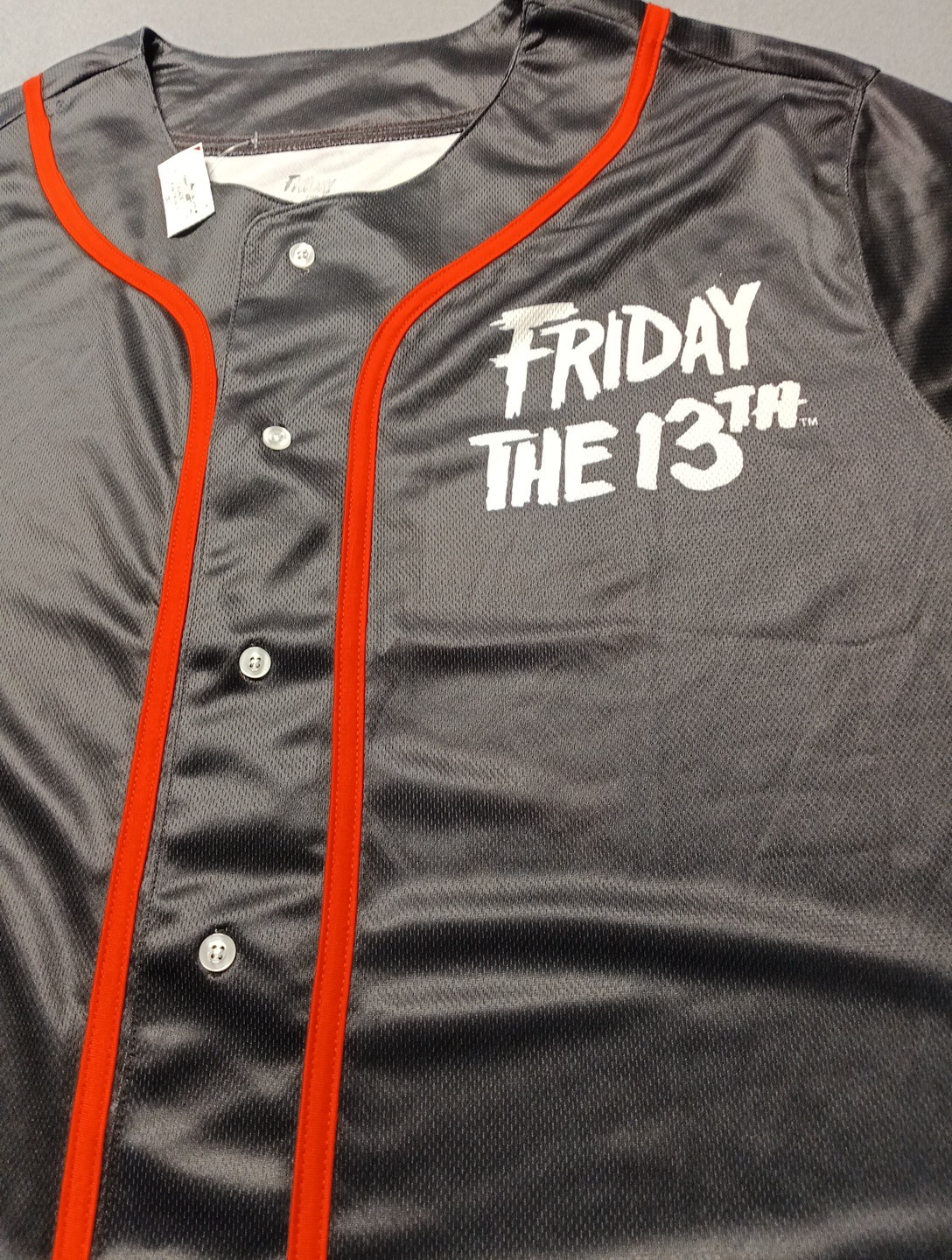 Friday the 13th Men Baseball Type Jersey Shirt Size 2X Black w/Red Trim NWT