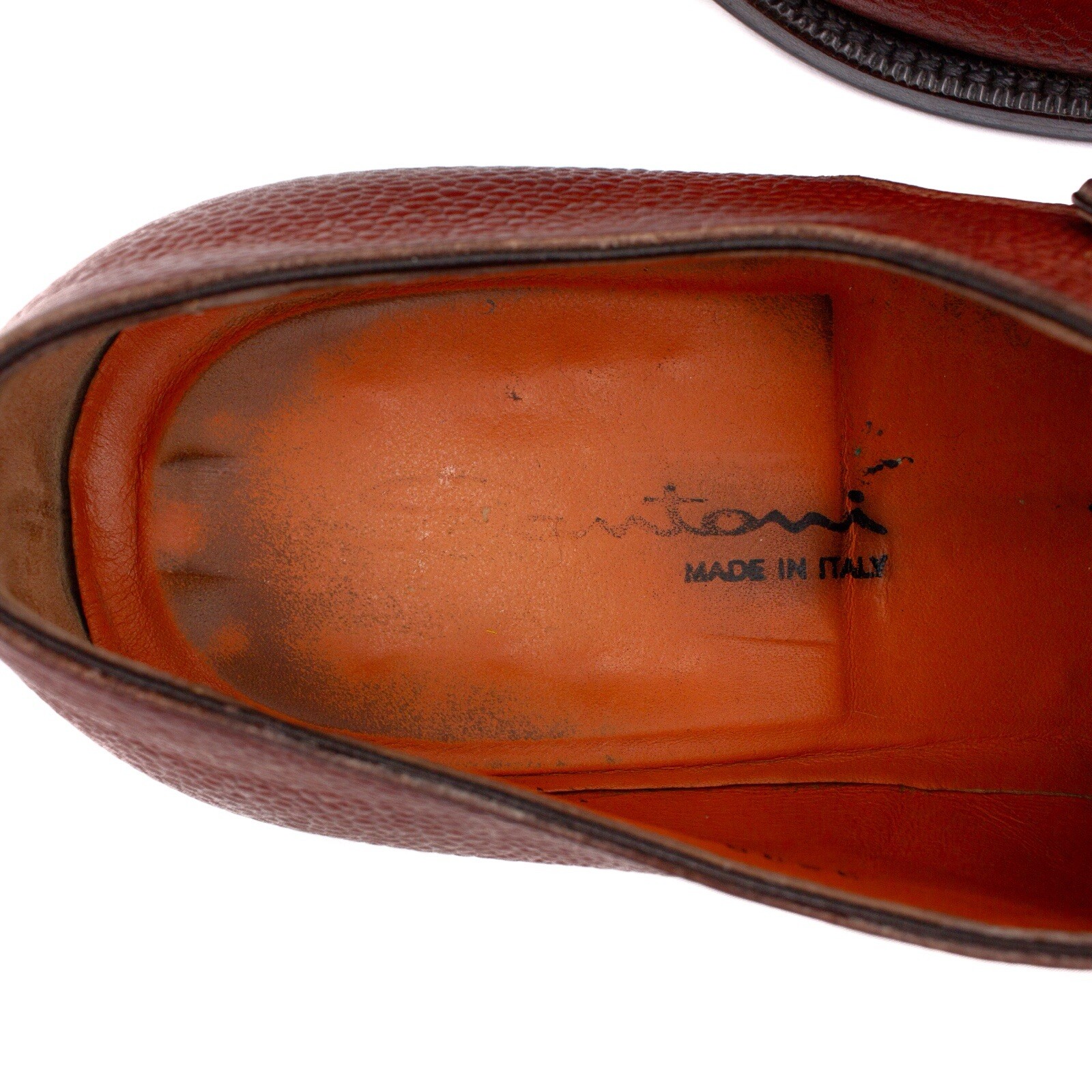 1.3k$ Santoni Single-Buckle Monk Strap in Brown Grain Leather US : 11