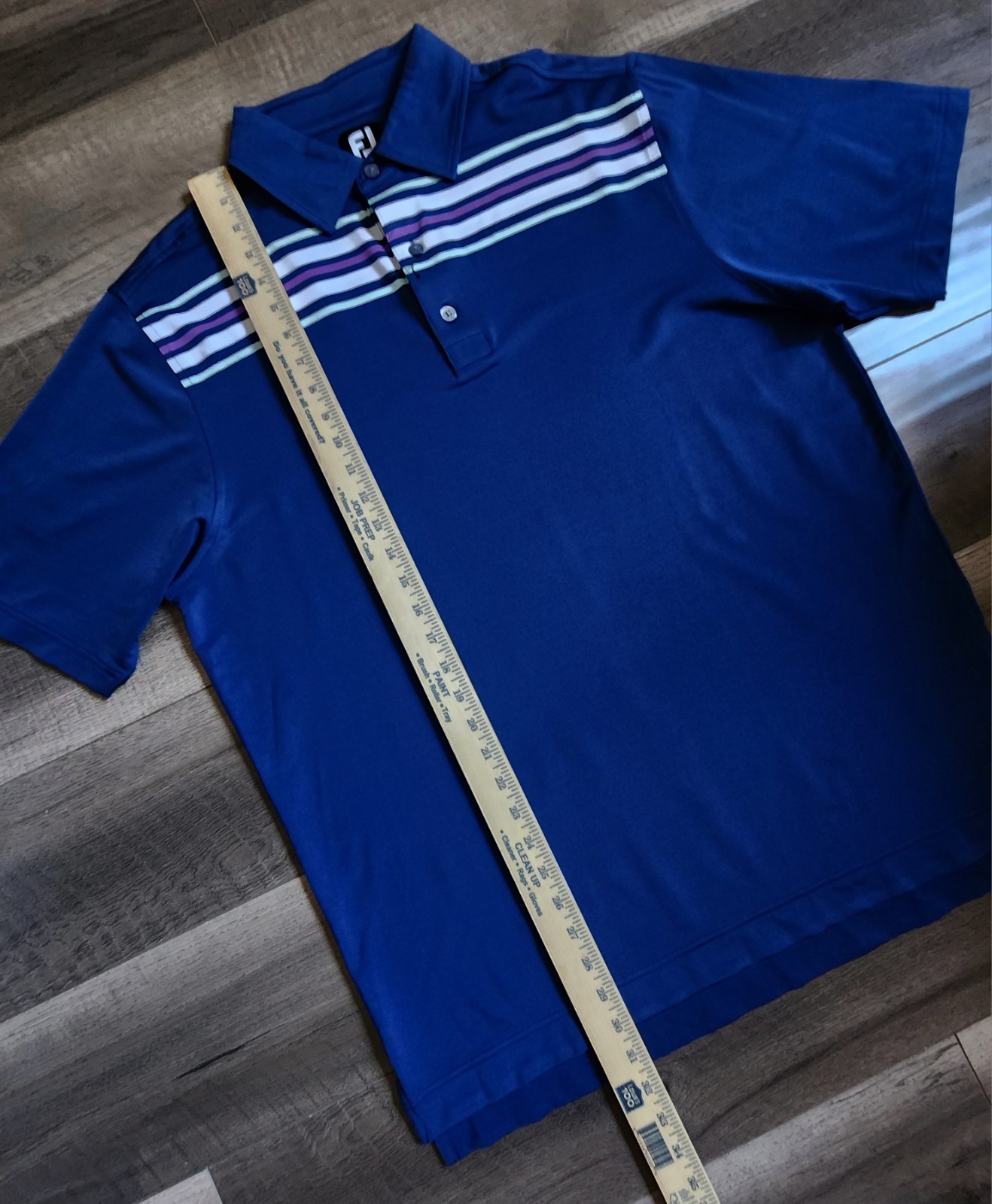 NEW Footjoy Striped Polo Shirt Mens Size Large Blue Striped Golf Lightweight