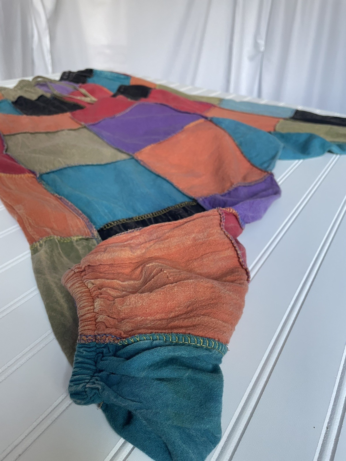 Henna Shoppe Patchwork Harem Balloon Pants Sz S Unisex Drop Crotch Genie Sirwal