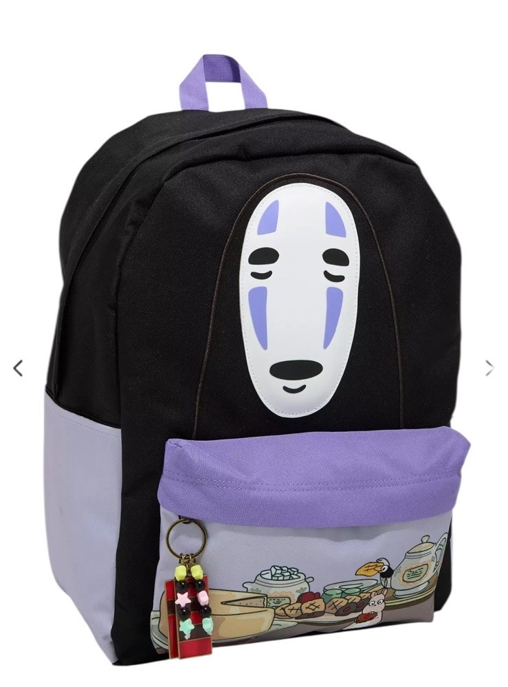 Studio Ghibli® Spirited Away No-Face Backpack Featuring Food Art Black Purple