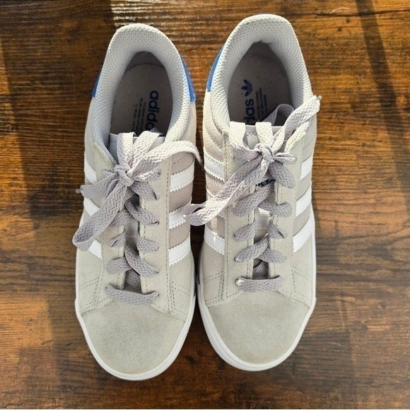 Adidas Campus Vulc Grey Suede White Three Stripes Royal Blue Sneakers