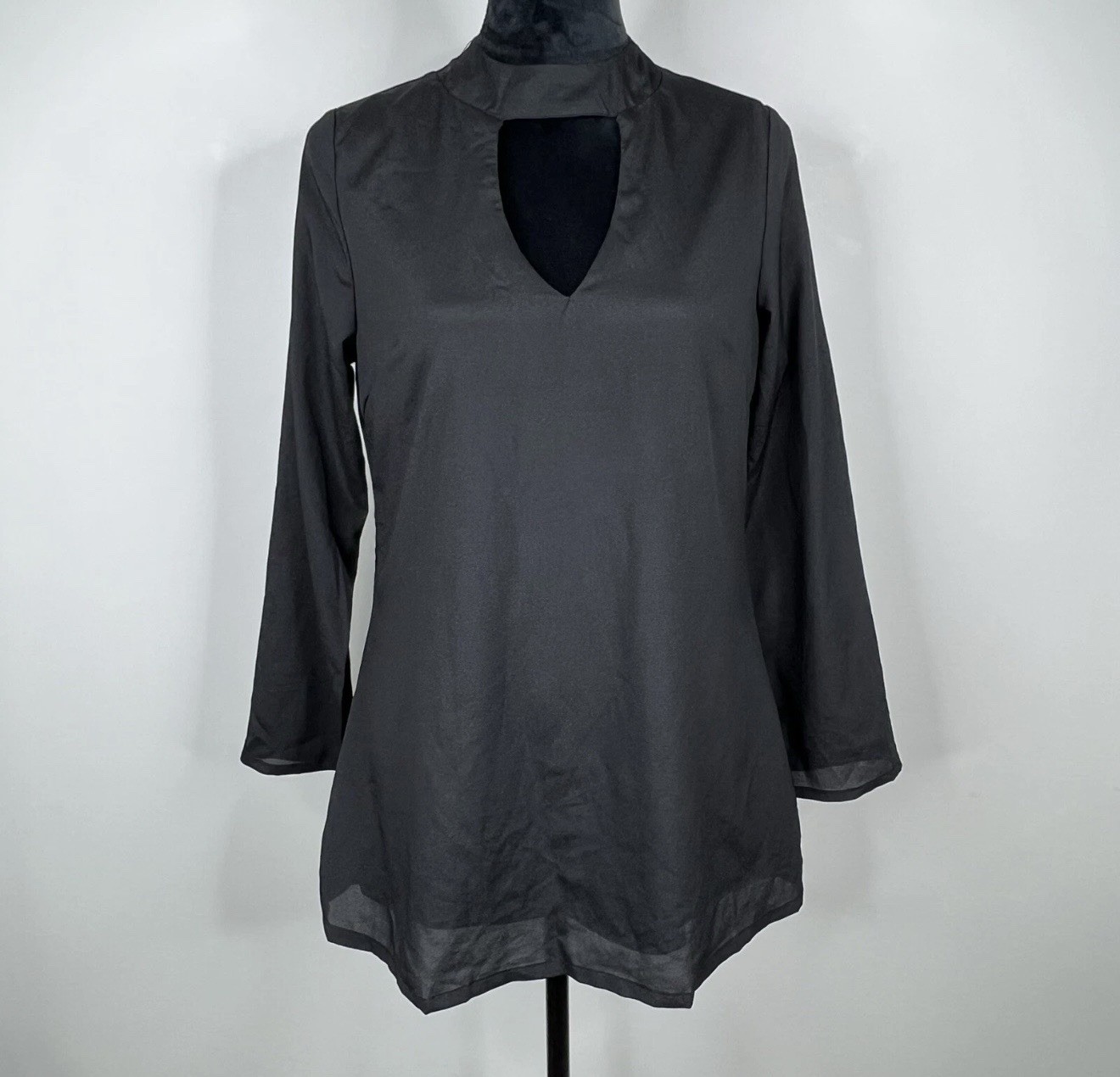Haoduoyi Womens Black Tunic Top XL (M-Pit to Pit 19) Inches Lined Lightweight