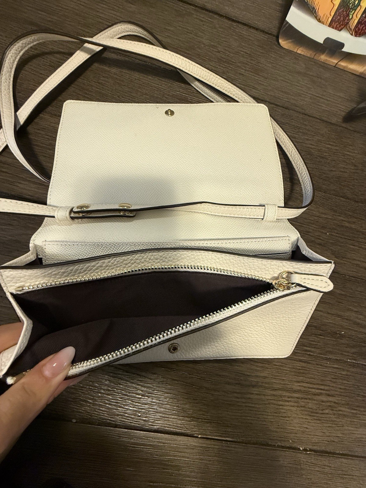 🤍 COACH Slim Crossbody & Clutch Pebble Leather Bag Chalk White – CAT21 – NWT