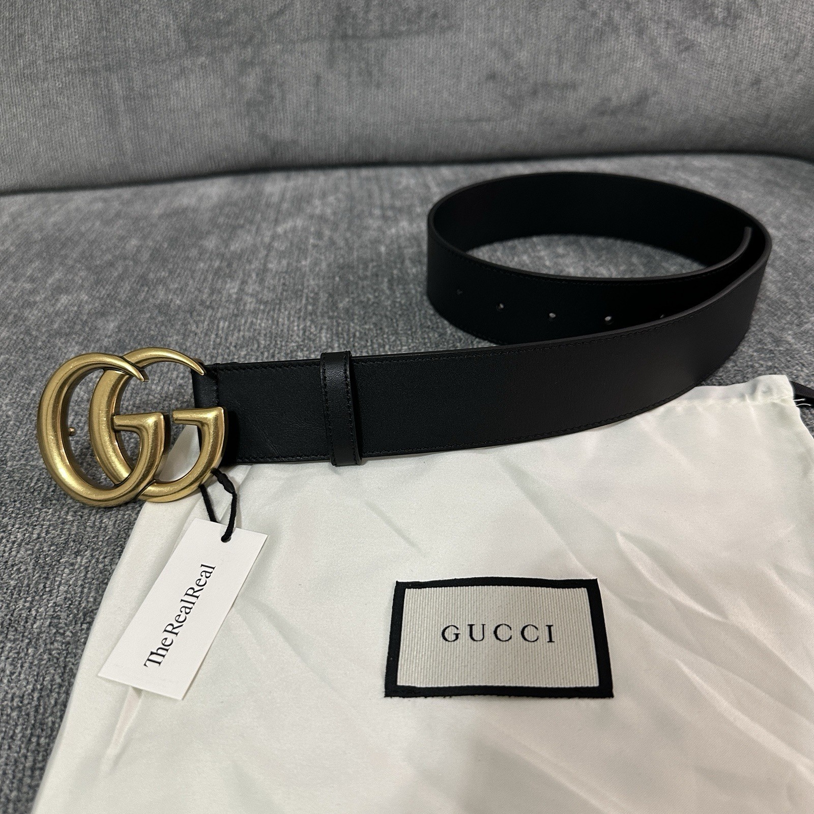 Authentic Gucci Black Leather GG Belt, Size 75cm Women 0-2