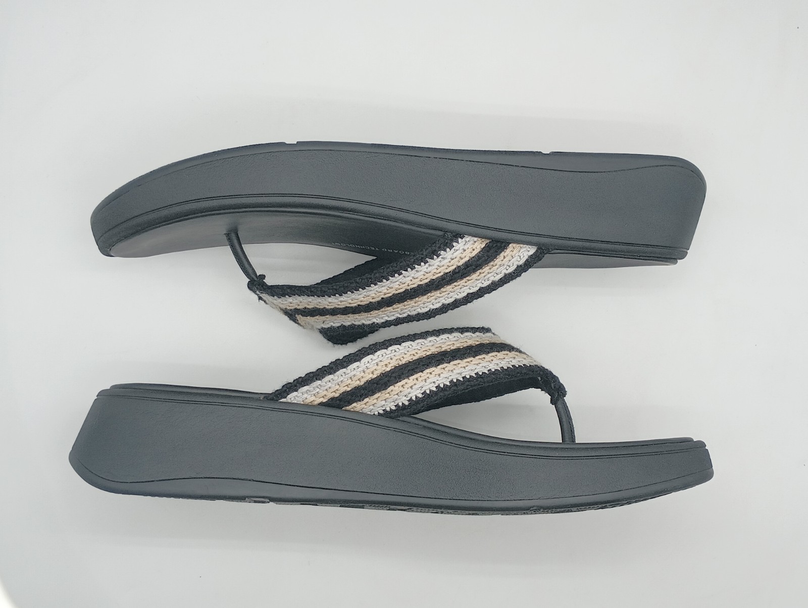 Fitflop F-Mode Womens Crochet Flatform Thong Flip Flop Sandals Shoes Sz 10 Black