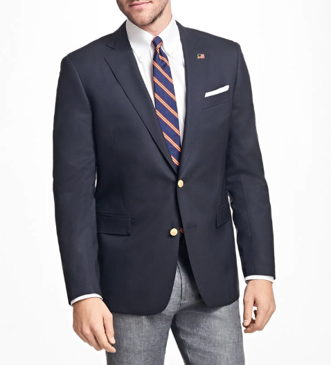 2024 BROOKS BROTHERS Madison Navy Gold Button Sport Coat Suit Blazer 42L Wool