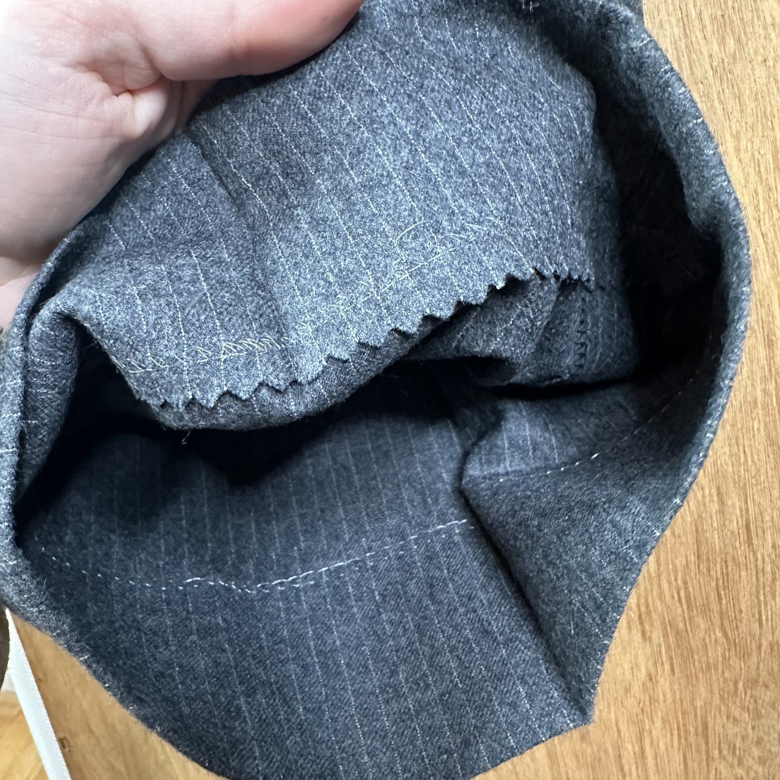 VTG Hickey Freeman Suit Mens 42L Gray Pinstripe 3/2 Roll Pants 36×34 flannel