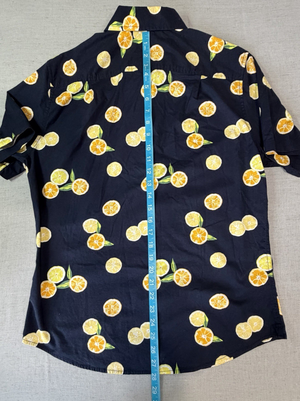 Goodfellow & Co Slim Blue Fruit Print Button-Down Shirt Pockets M S/S 00238-7