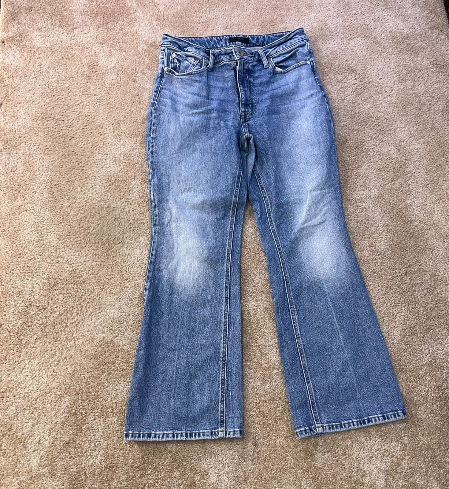 Edgely Mid Rise Flare Jeans Women’s 12s Blue Denim Stretch