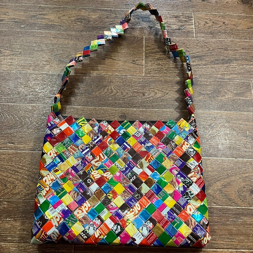Candy Wrapper Purse Handmade Patchwork Bag Eco Friendly Tote Upcycled