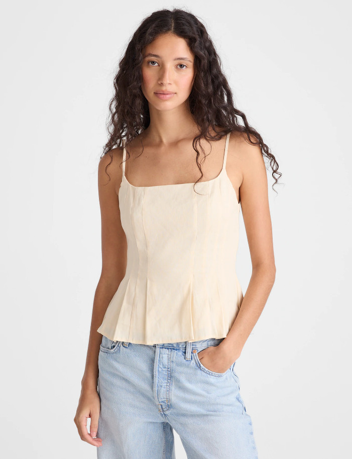 MADEWELL Darted Peplum Cami Top – Vanilla