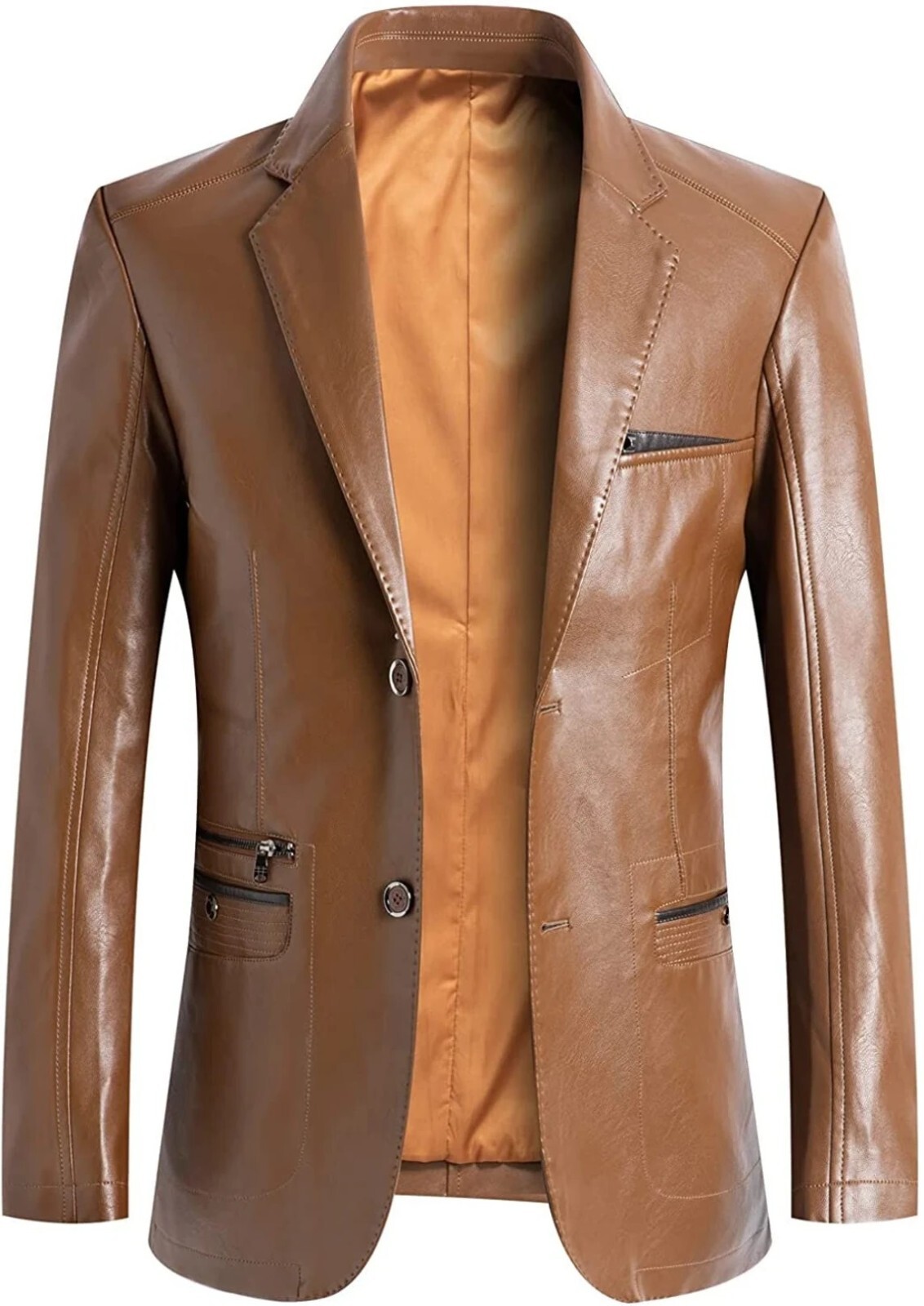 Real Lambskin Leather Blazer For Men Slim Fit Business Meeting Wear Coat MB13a