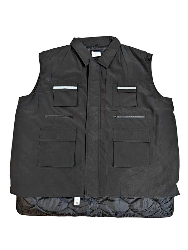 Huge 5xl Marv Holland mens winter vest quilted Black 4 button pockets
