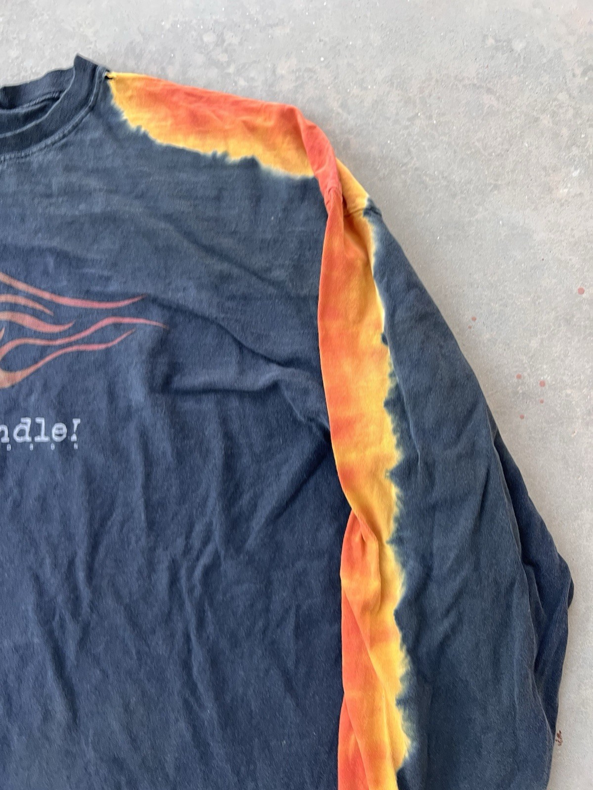 Vintage Harley Davidson Shirt 3XL Long Fire Flames Custom Cuffs DISTRESSED