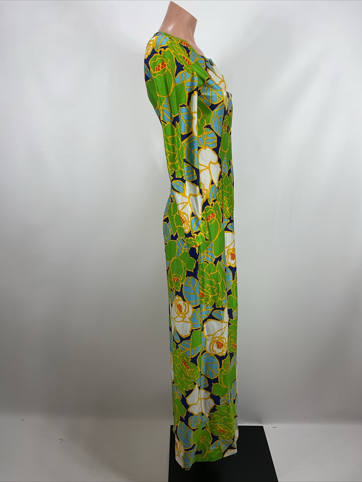 Vintage 70s Kaftan PSYCHEDELIC Sheath Dress Hippie Festival Kaftan Neon Floral