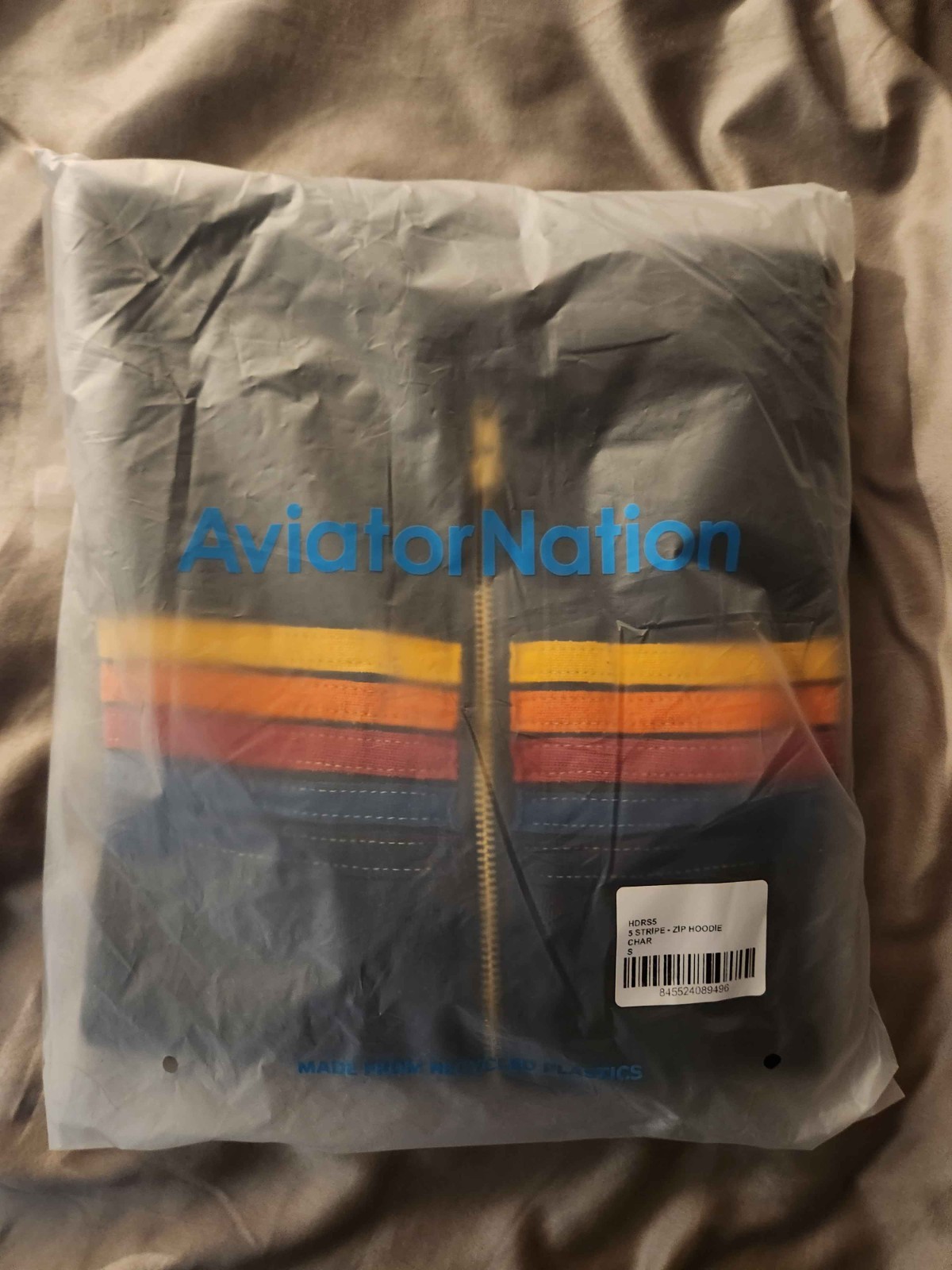 Aviator Nation – 5 STRIPE HOODIE – CHARCOAL Size Small