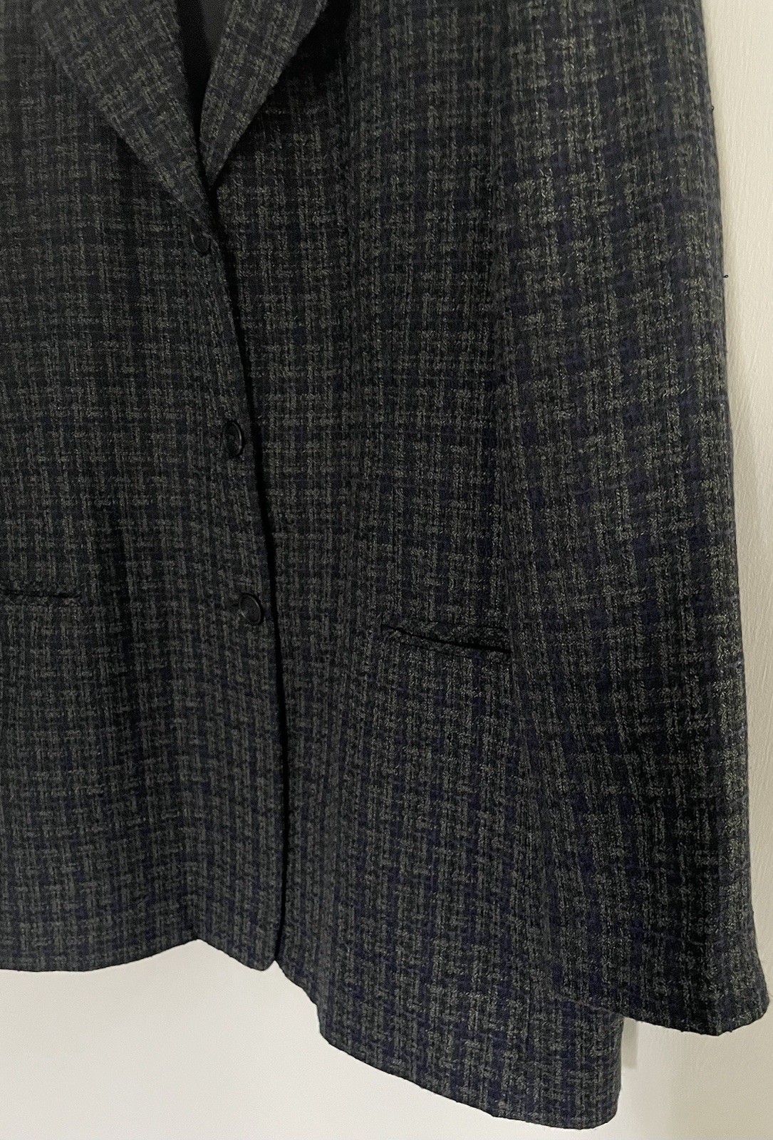 Vtg Adolfo Studio Women’s 2 Piece Tweed Skirt Suit Gray Blue Blazer Work Size 14