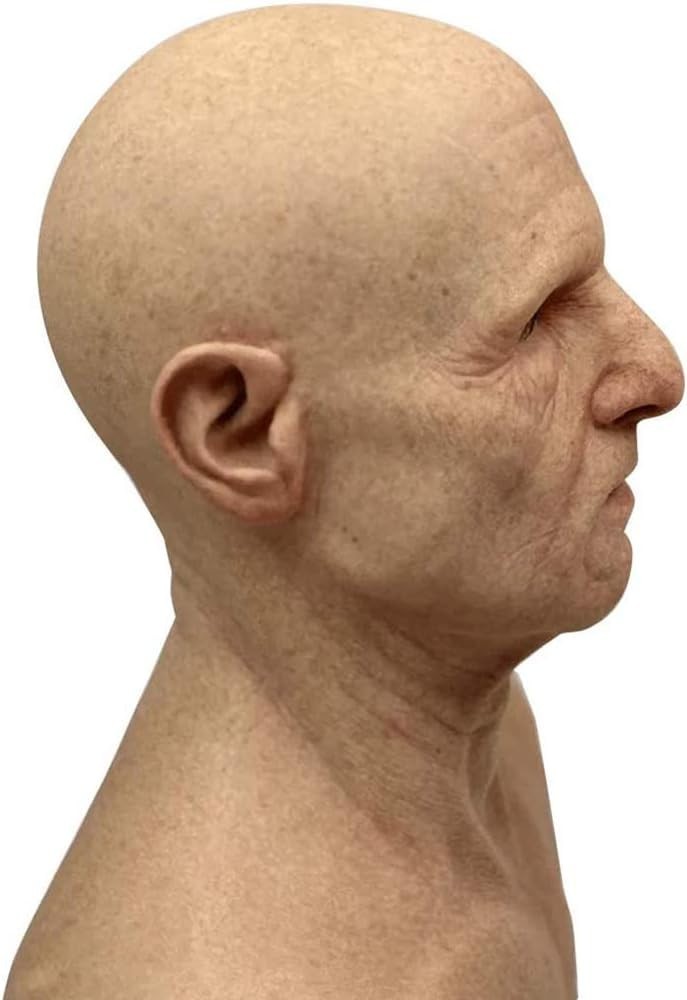 Realistic Silicone Old Man Face Cover for Halloween Costume ‘