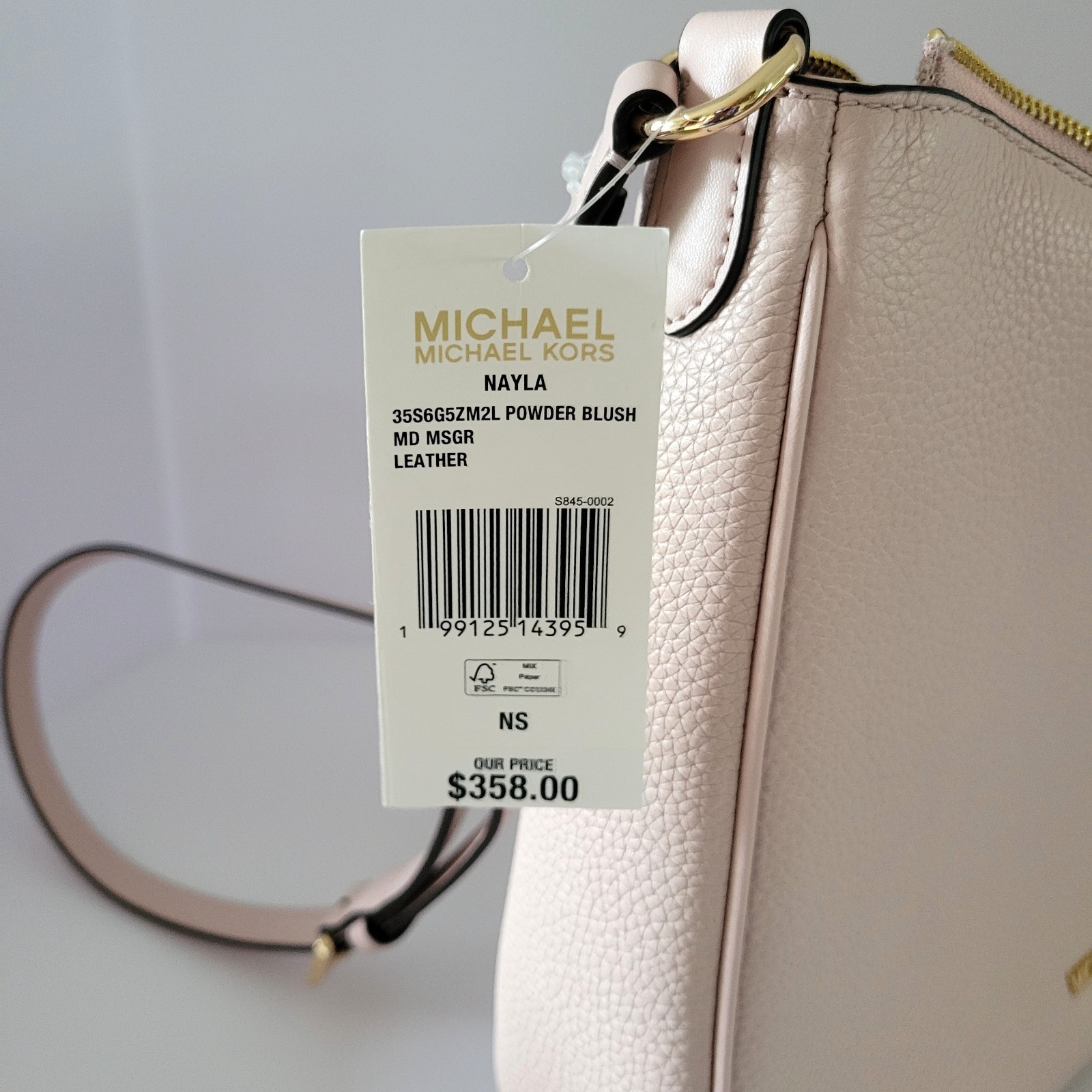 Michael Kors Nayla Medium Messenger Crossbody Handbag Powder Blush Leather