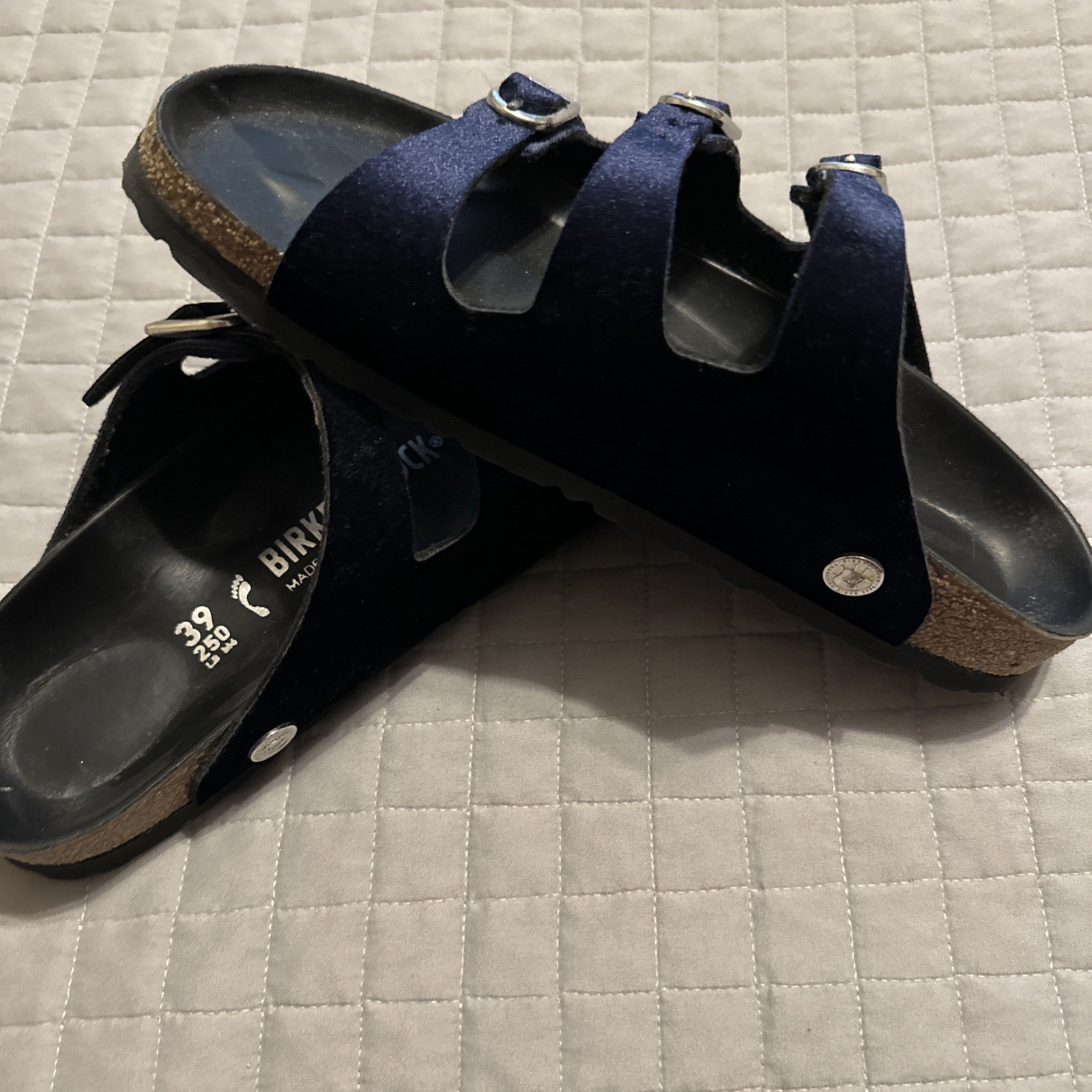 Birkenstock Florida Fresh Sandals in Velvet Navy Size 39, 8 Narrow – NEW