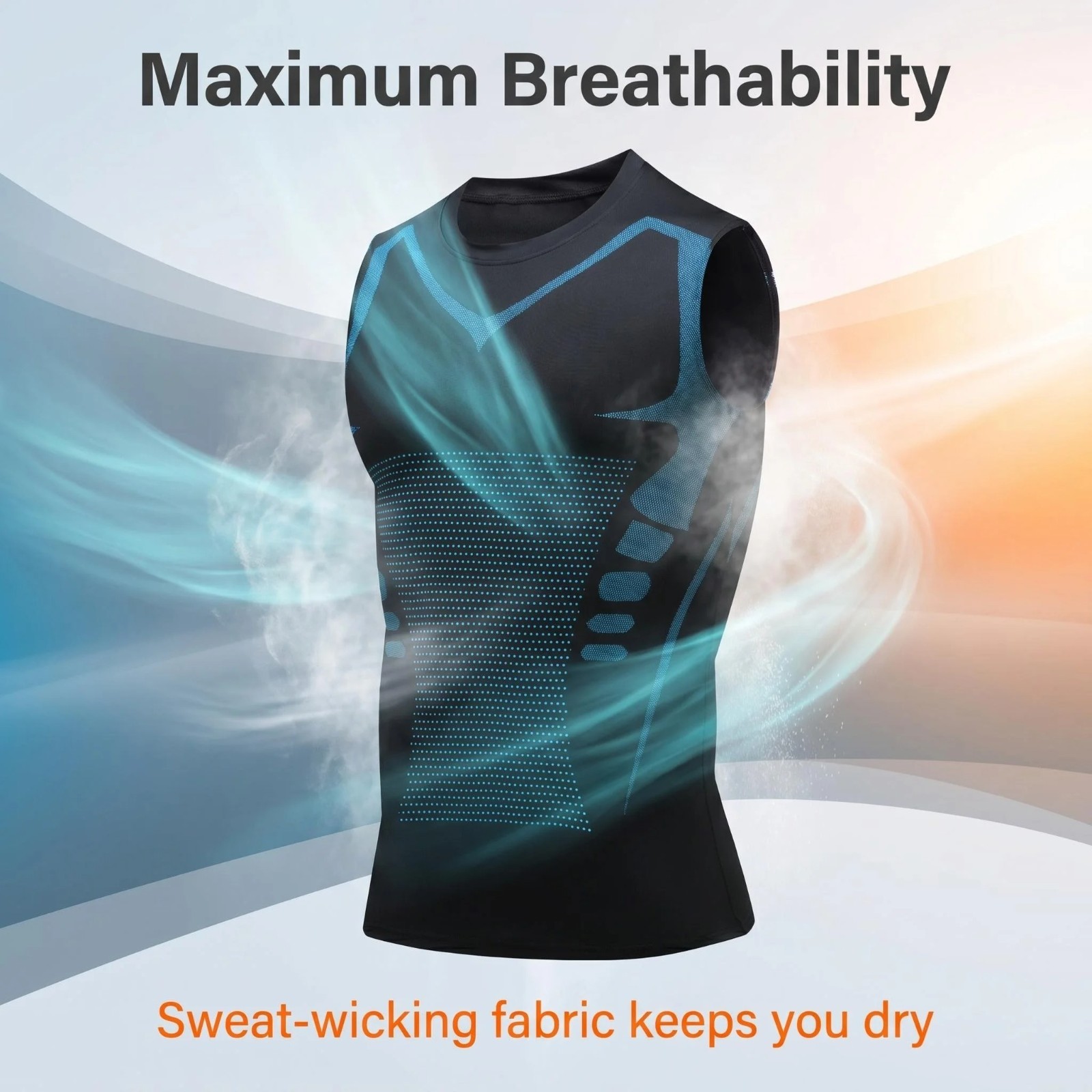 Men Compression Shirt Version Ionic Shaping Sleeveless Vest Sport Tank Top S-2XL