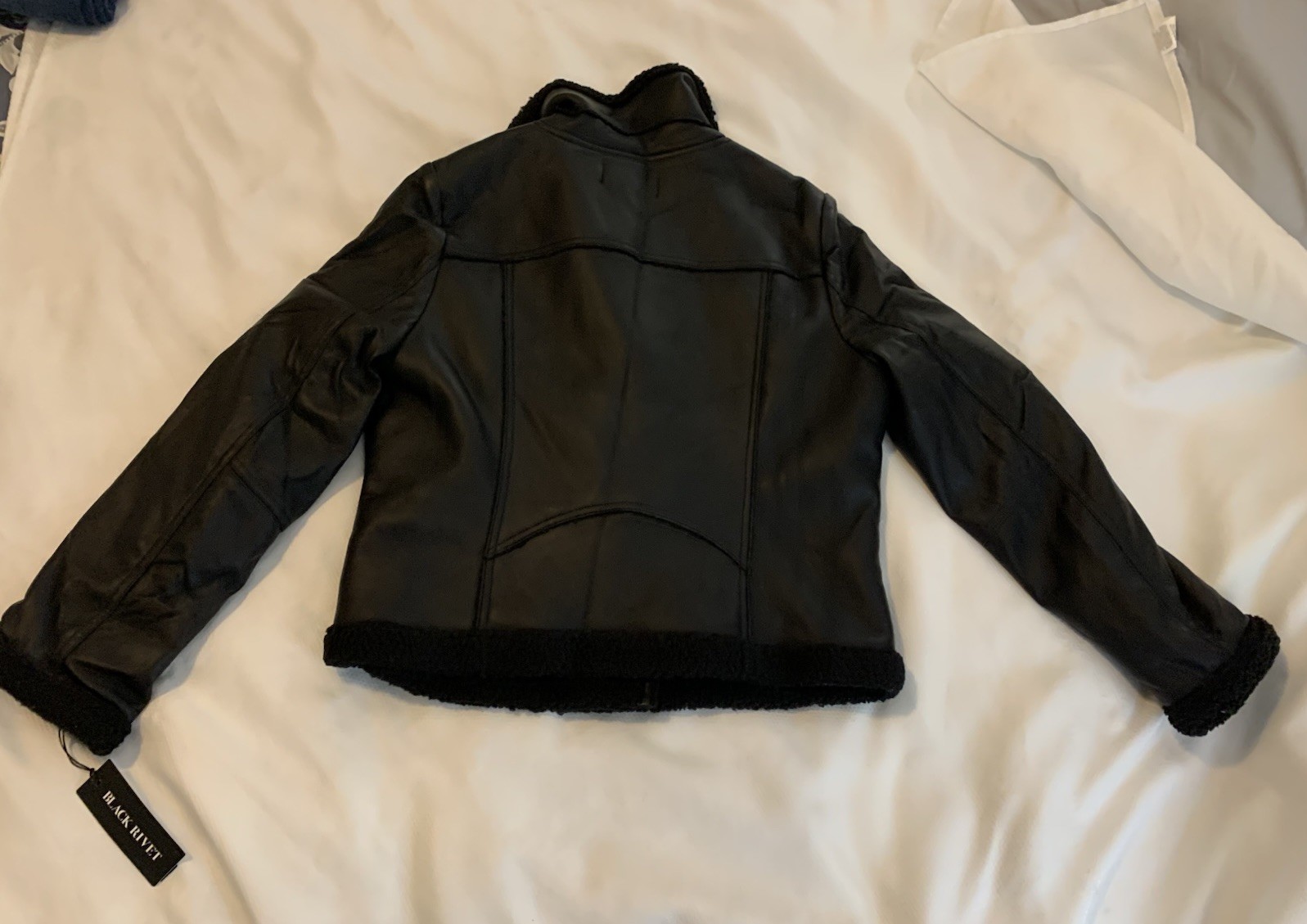 Black Rivet Faux Leather Moto Jacket Size L Lined Rock Punk Grunge Black