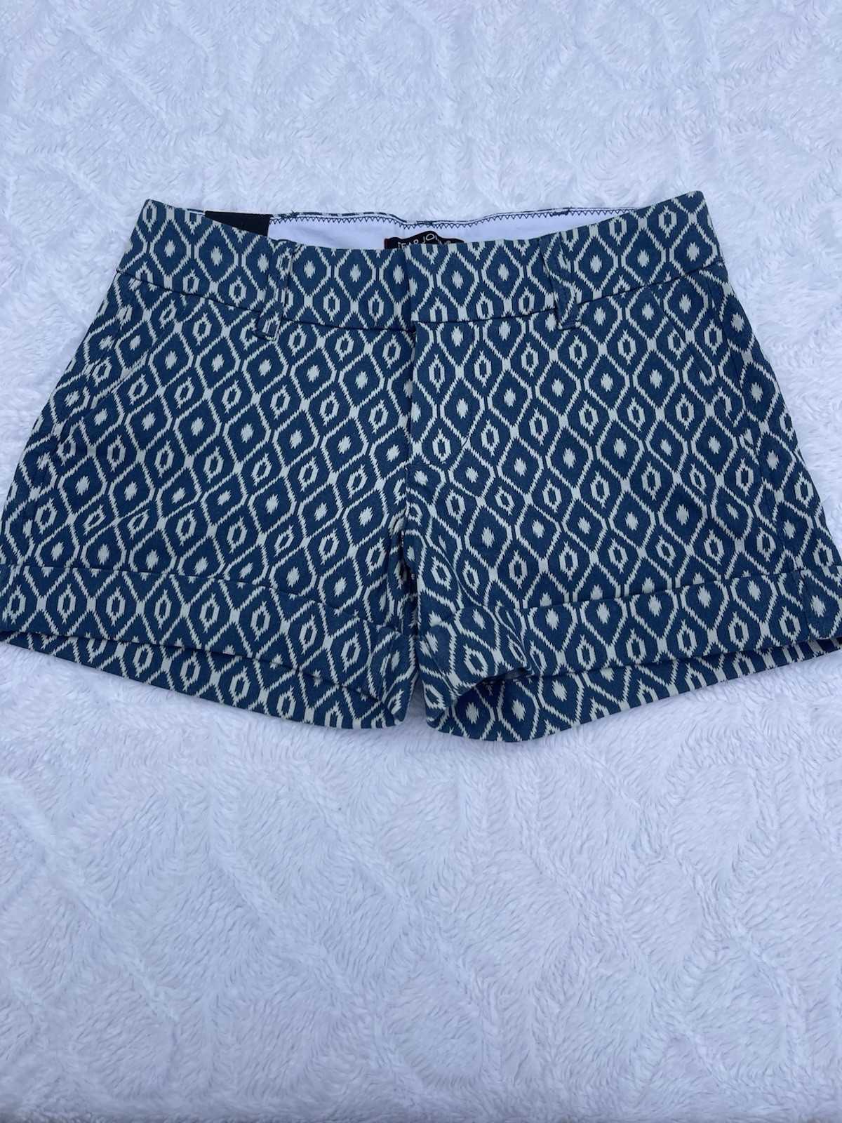 Dear John American Classic Womens Blue/White Geometric Chino Stretch Shorts 26