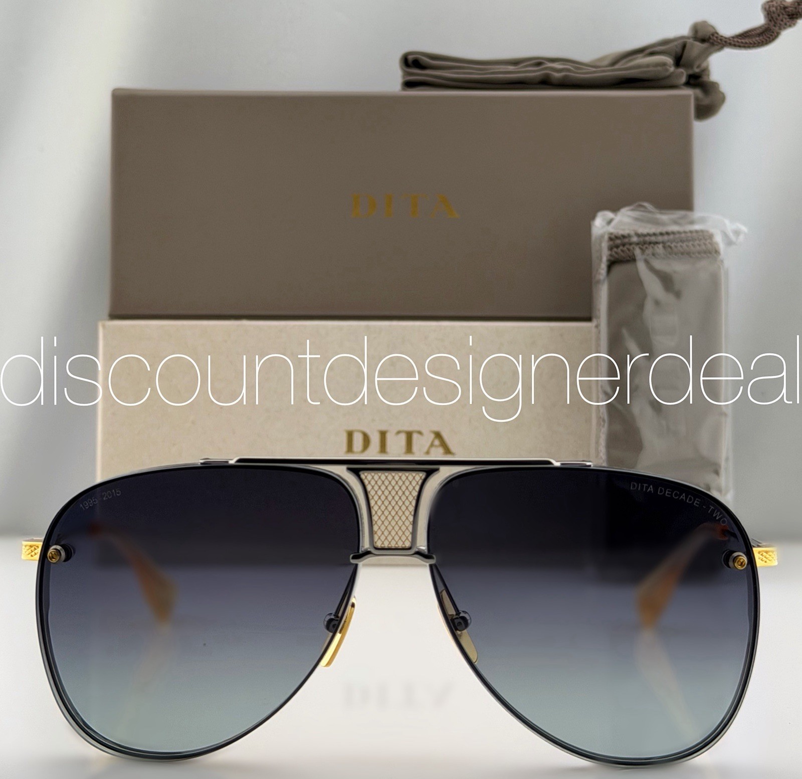DITA Decade Two Sunglasses Silver Gold Gray Gradient 62mm DRX-2082-A-SLV-GLD NEW
